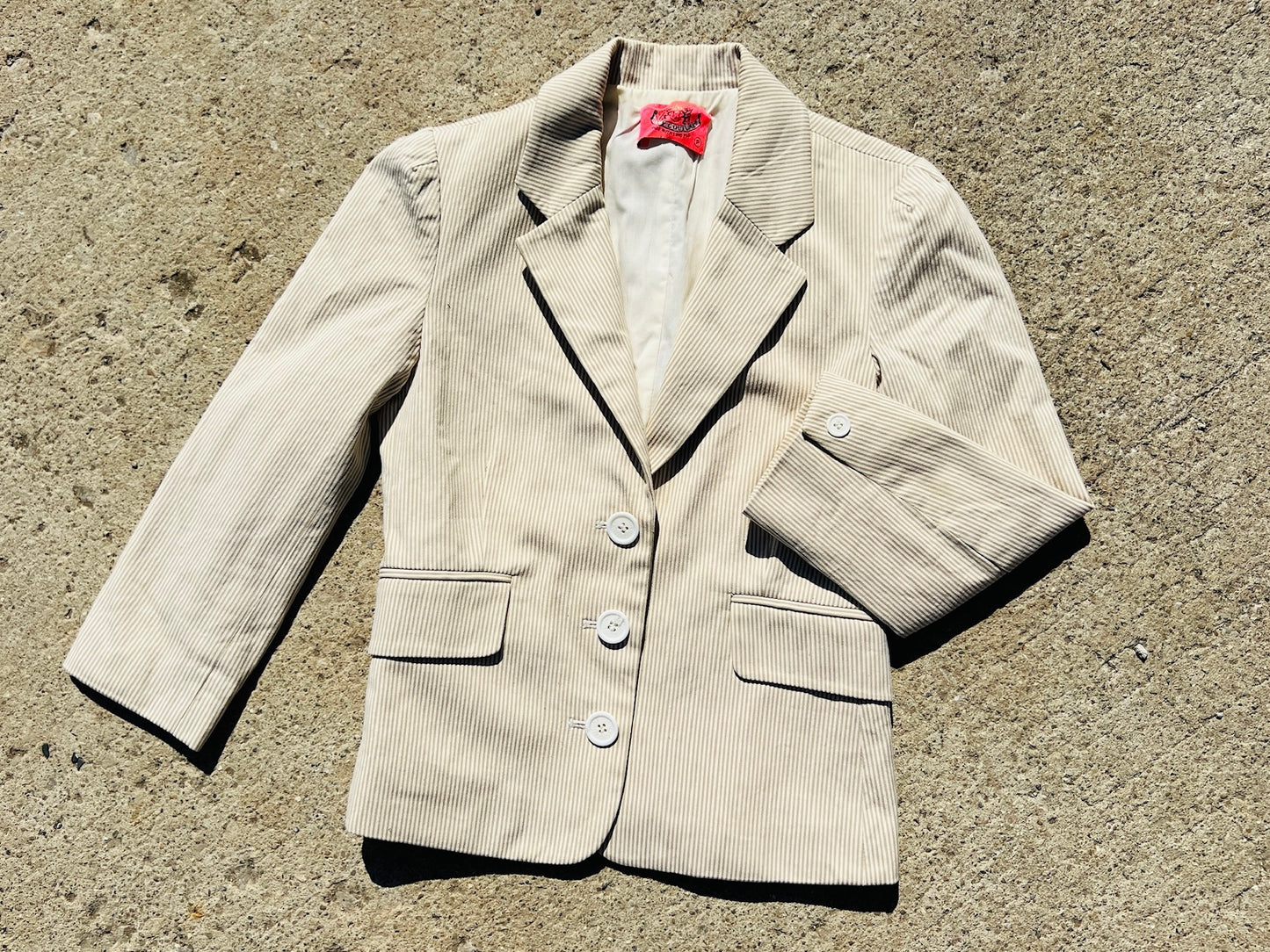 Juicy Couture Cream Pinstripe Cotton Blazer | XS