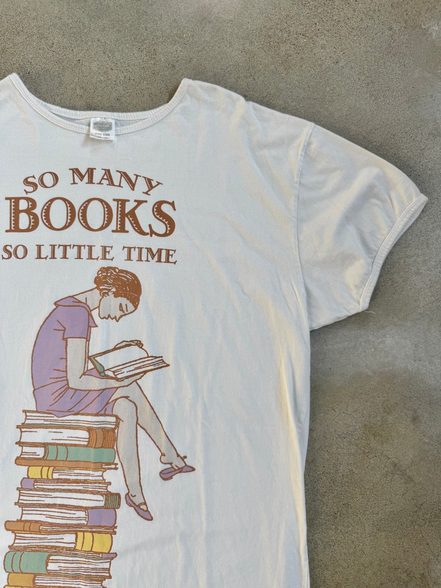 Vintage 1990s "So Many Books, So Little Time" Cotton Night Shirt | One Size