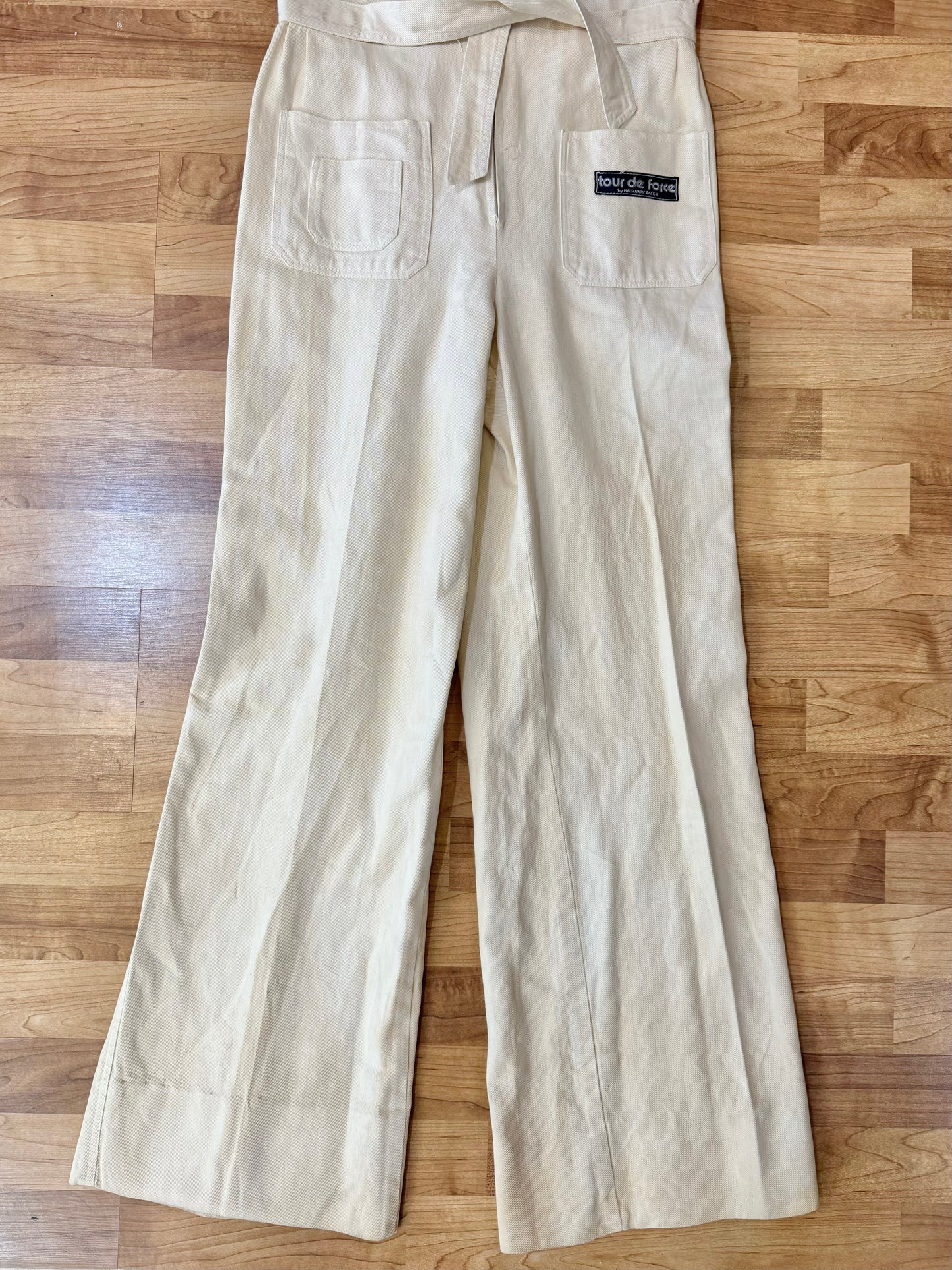 Vintage Tour De Force Ecru Denim Utility Jumpsuit | Medium