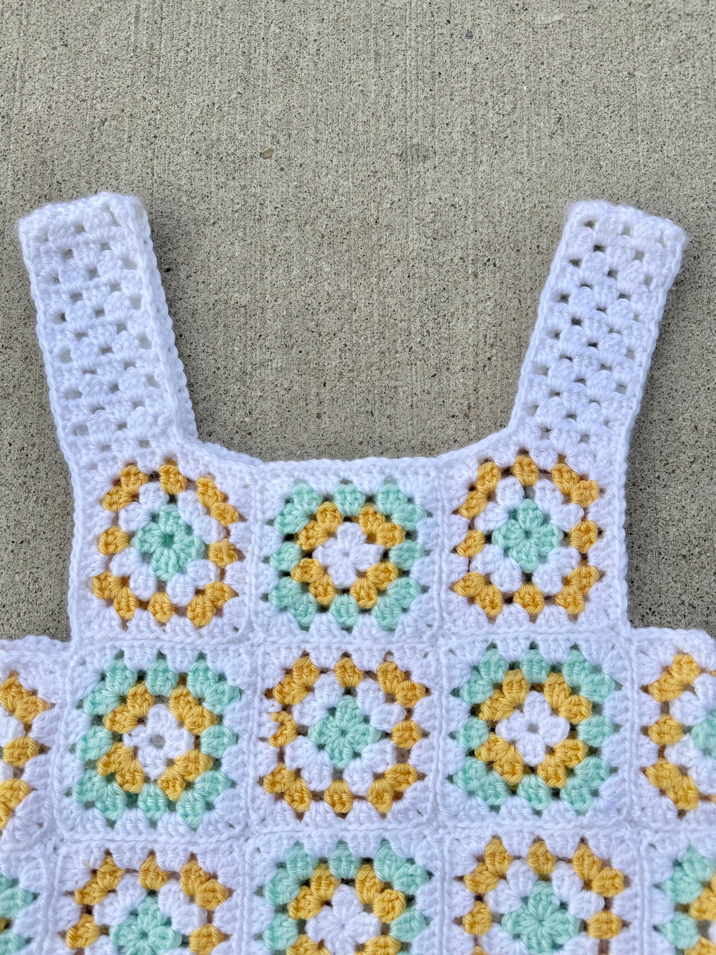 Handmade Crochet Granny Square Cropped Tank Top | XS