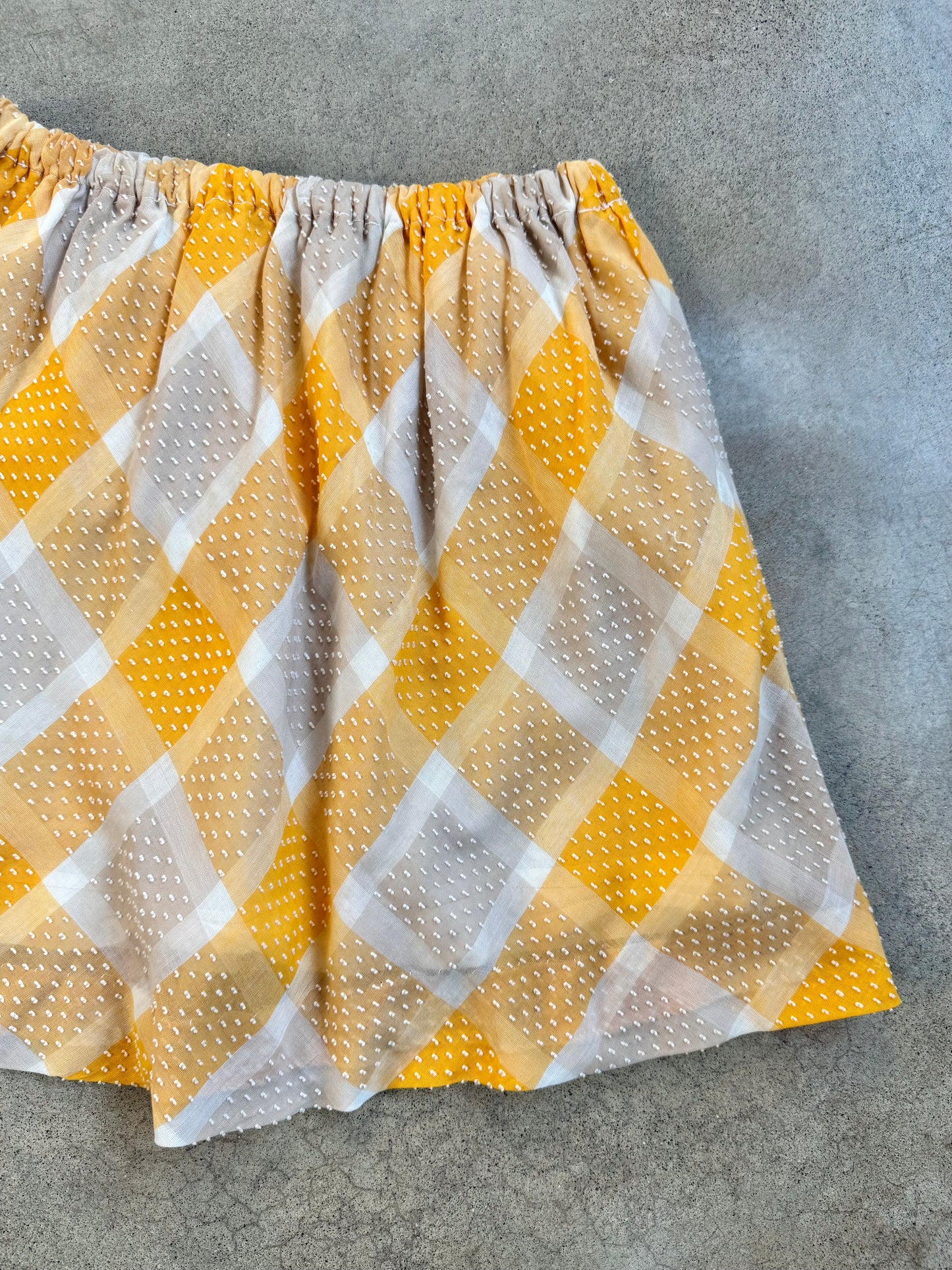 Vintage 1960s Orange & White Diamond Plaid Mini Circle Skirt | M/L
