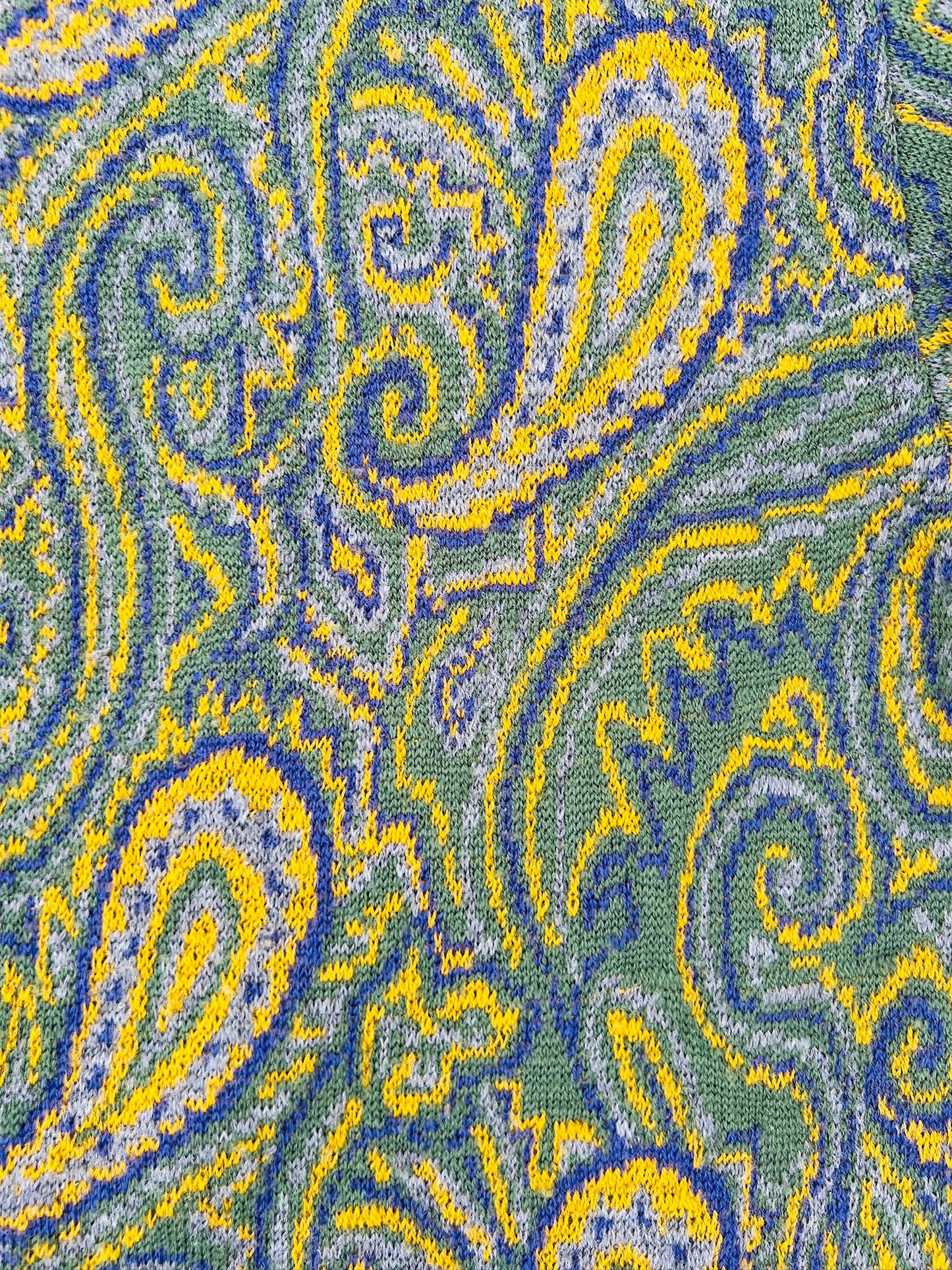 Vintage 1980s Gucci Green Paisley Wool Cardigan | Medium