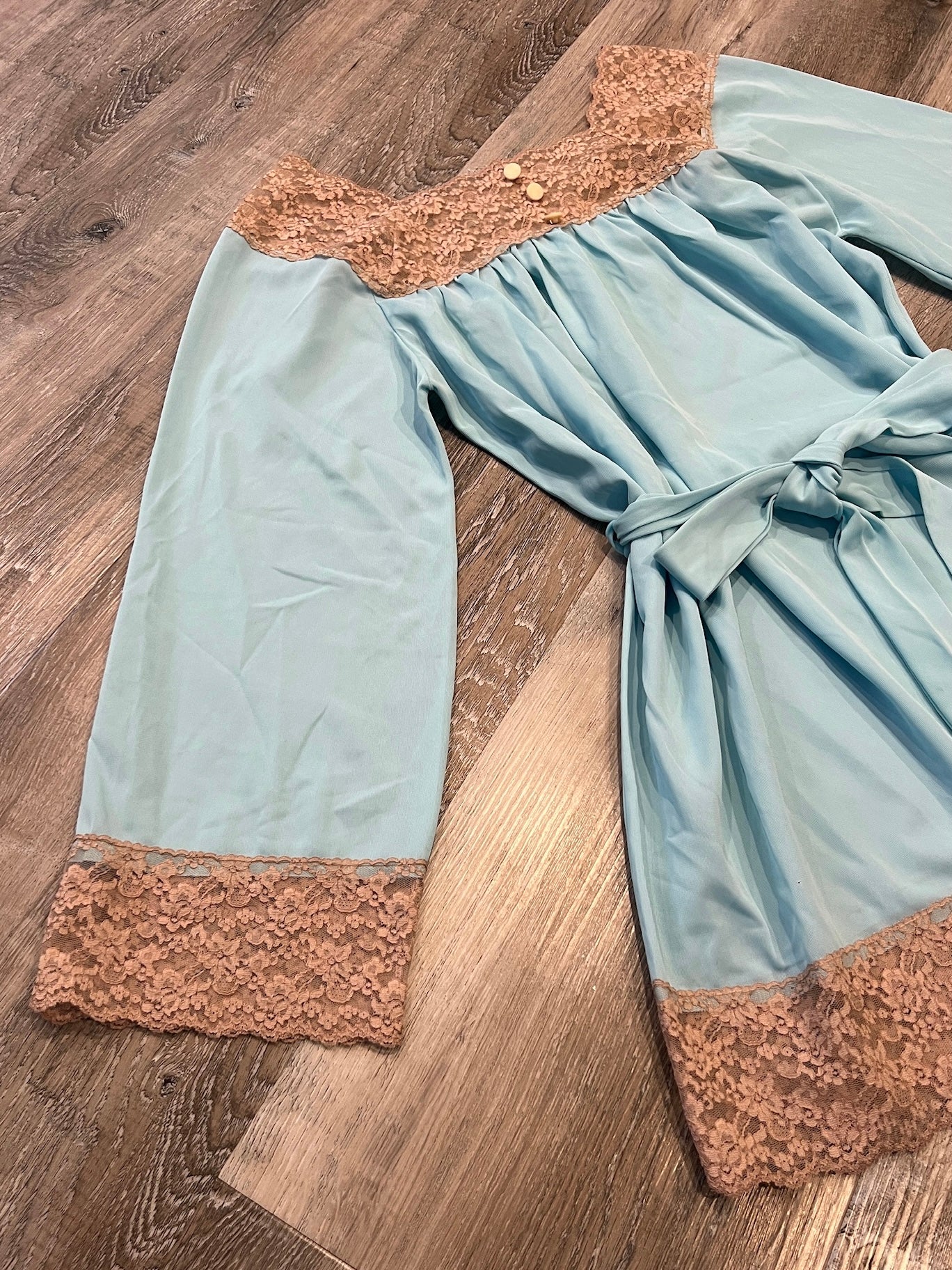 Vintage 1960s Lisette Al Sterling Blue Lace Trim Nightie | Small