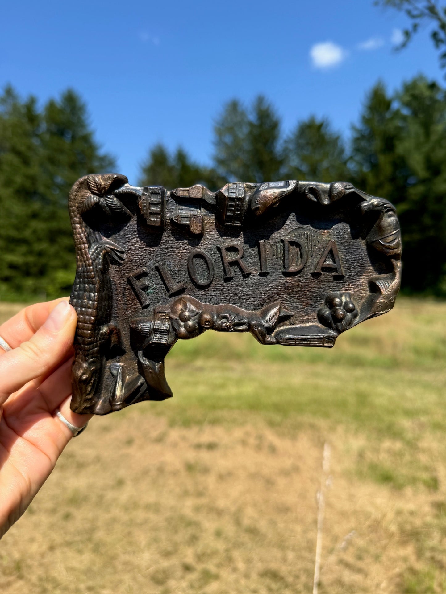 Vintage 1950s Metal Florida Ashtray