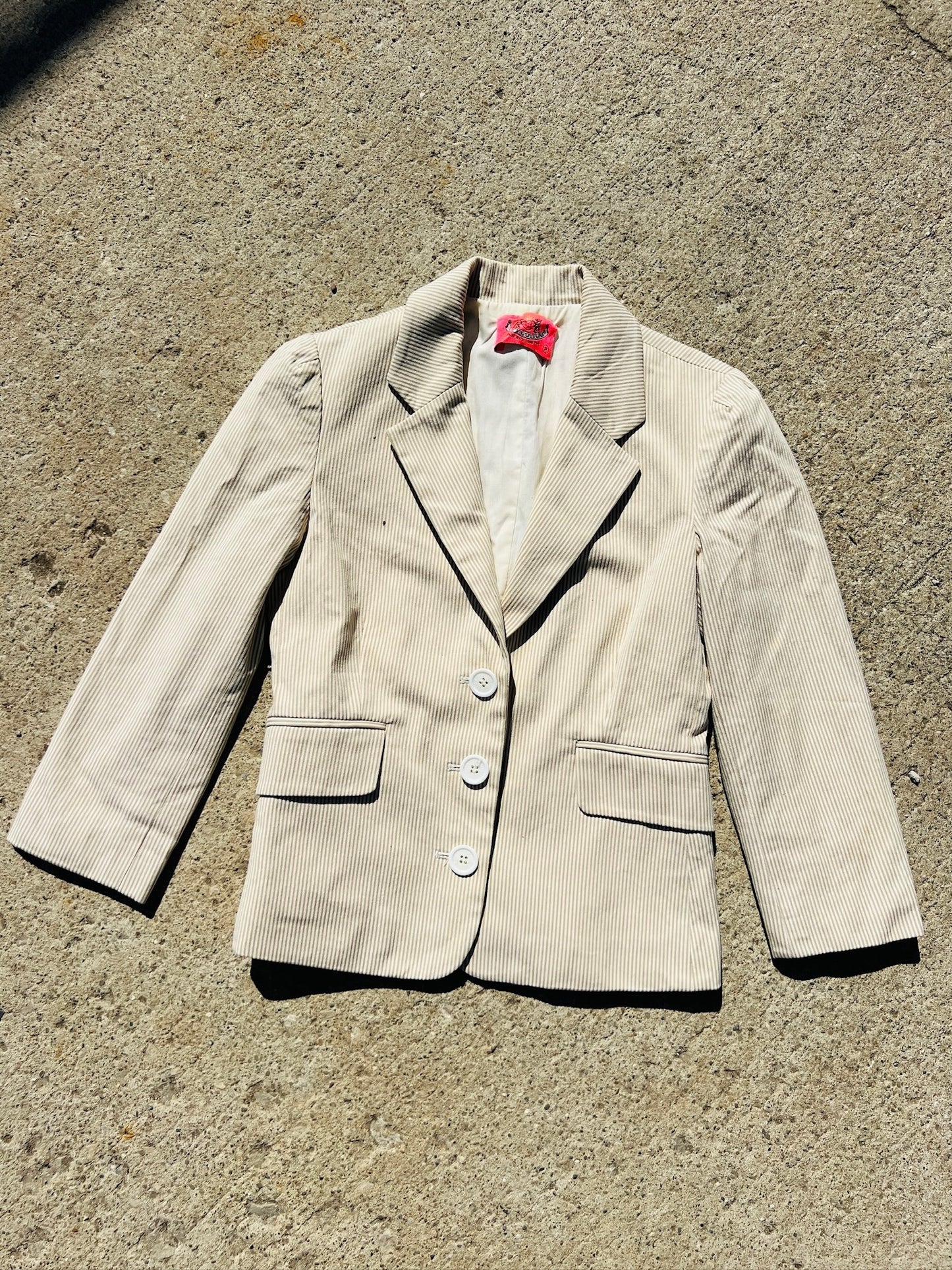Juicy Couture Cream Pinstripe Cotton Blazer | XS