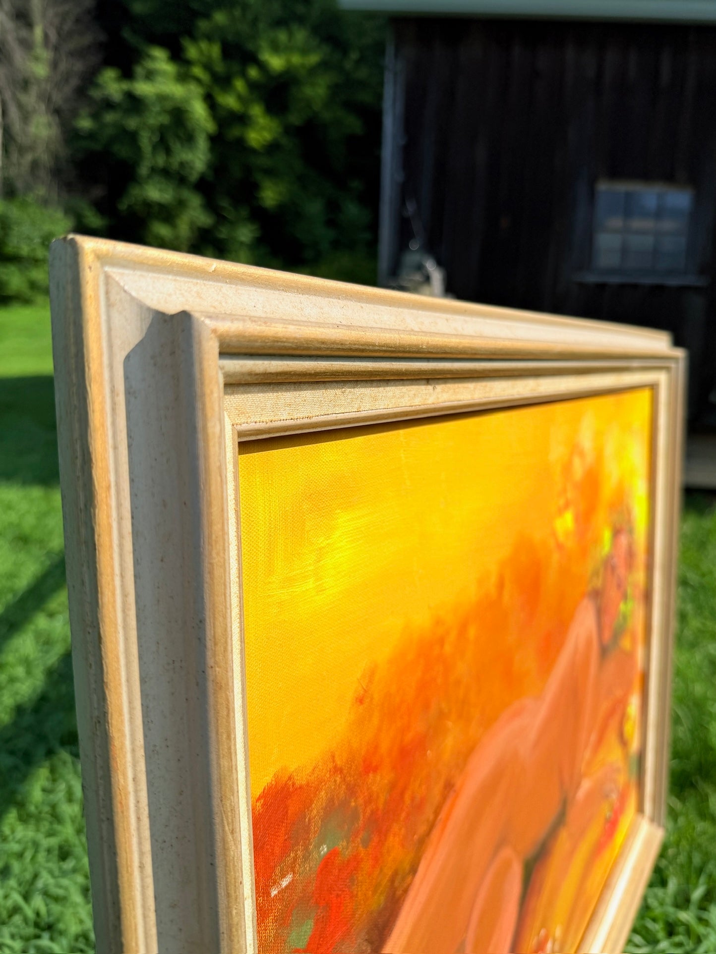 Vintage 1960s Framed "Lounging Lady" Nude Oil Painting