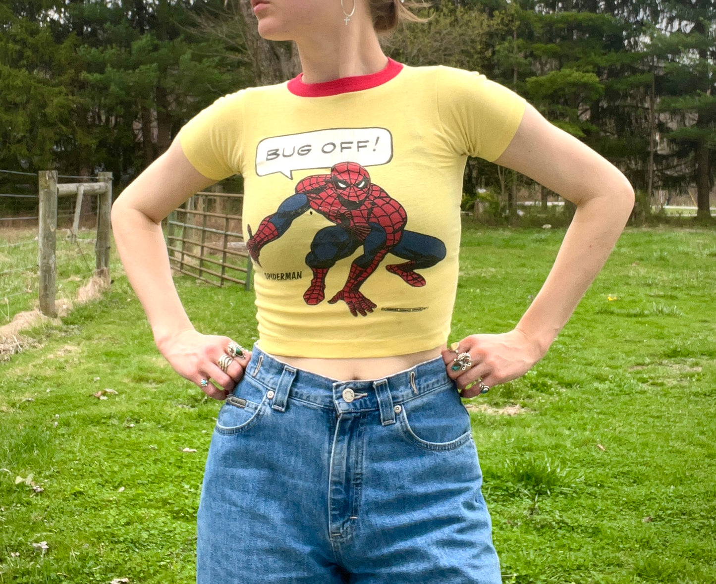 Vintage 1970s Kids’ Spiderman Yellow Graphic Tee | Youth S