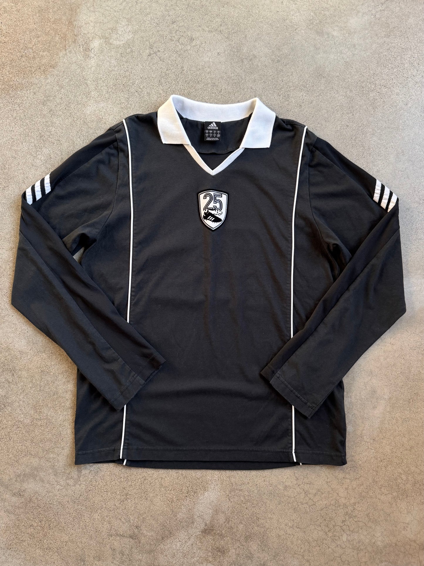 2006-7 Adidas "25" Felt Patch Collared Soccer Referee Long Sleeve Jersey | Medium