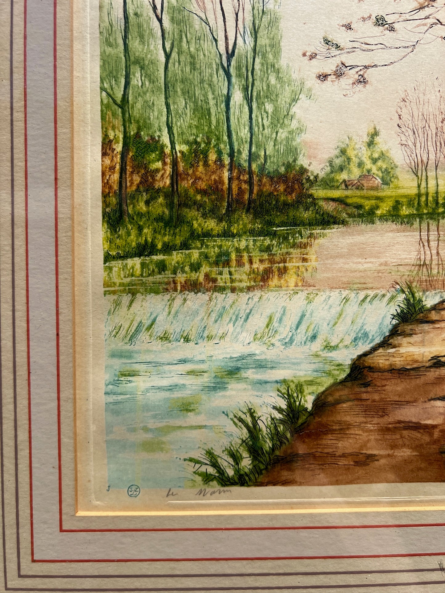 Vintage 1950s Gold Framed Paris Etching Co. Louis Ramet Signed Artwork