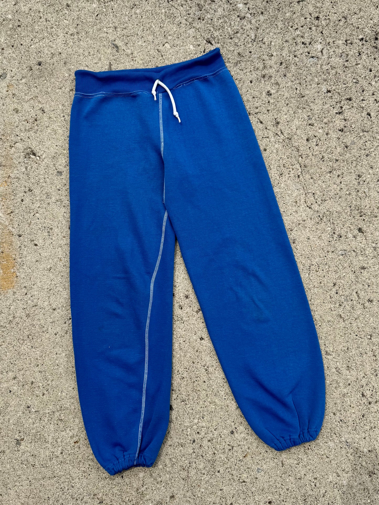 Vintage 1980s Blue Contrast Stitch Drawstring Jogger Sweatpants | Small