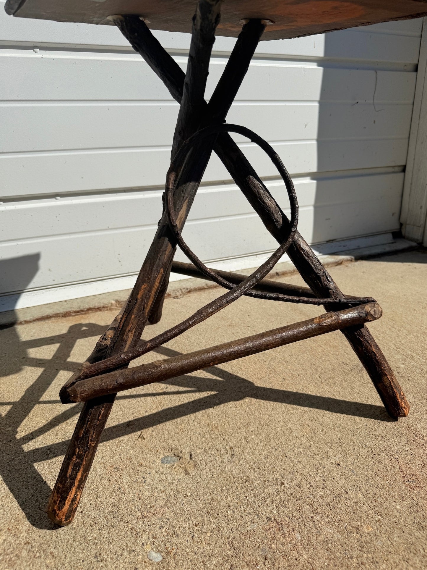 Antique Hand-Painted Adirondack Willow Twig Side Table