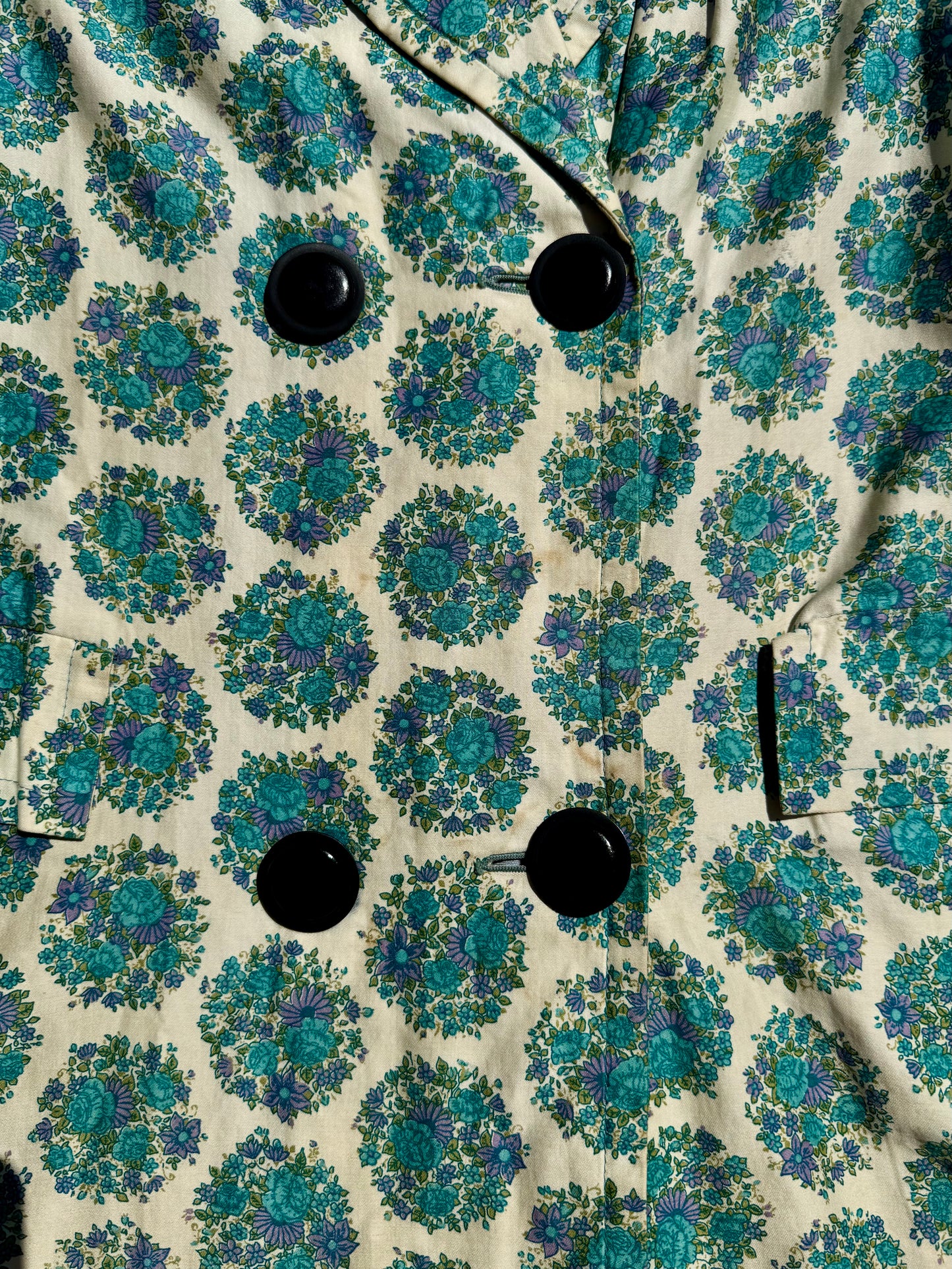Vintage 1960s Floral Double-Breasted Spring Coat | Medium