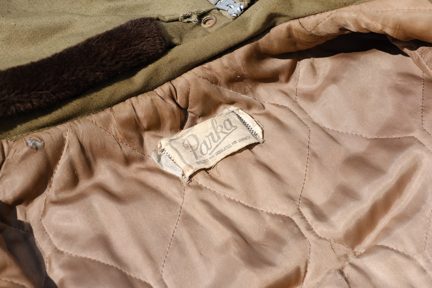 Vintage 40's/50's Distressed Military Parka | Large