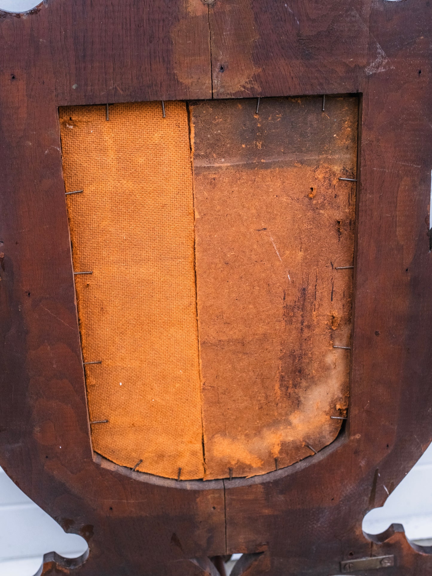 Antique 1800s Victorian Gothic Revival Walnut Hanging Mirror Hat Rack