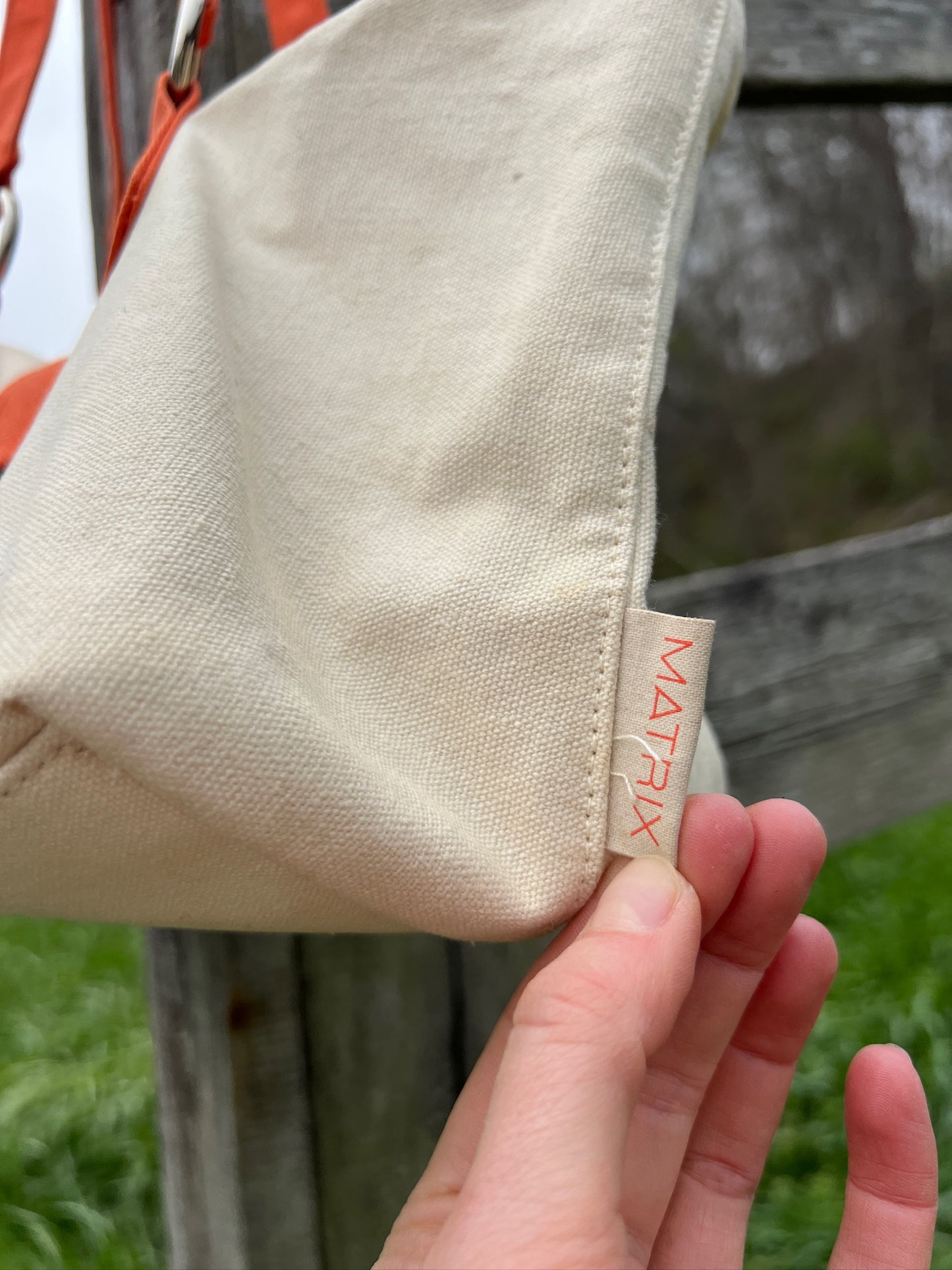 2000s Matrix Orange & Cream Canvas Tote Purse