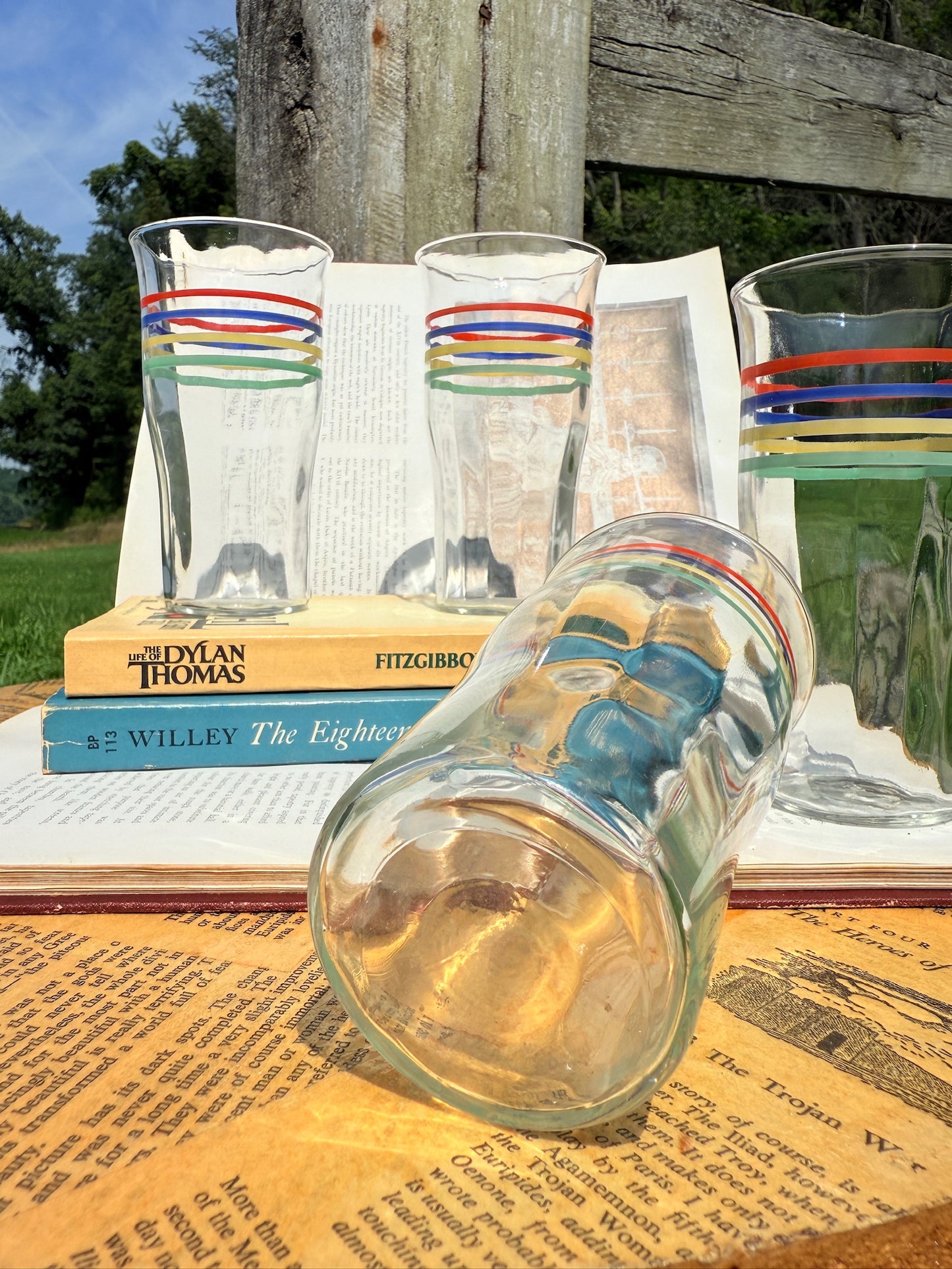 Vintage 1930s Striped Glass Tumblers | Set of 4