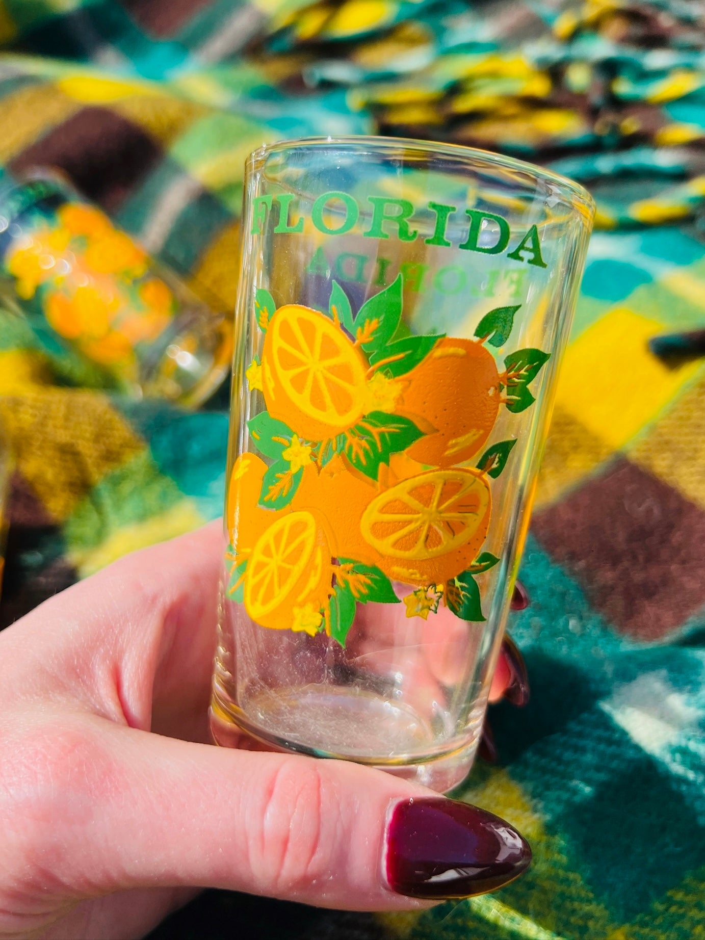 Vintage 1970s Florida Orange Juice Glasses | Set of 6