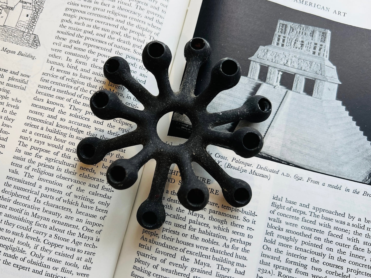 Vintage 1950s Dansk Cast Iron 12 Stick Candlestick Holder
