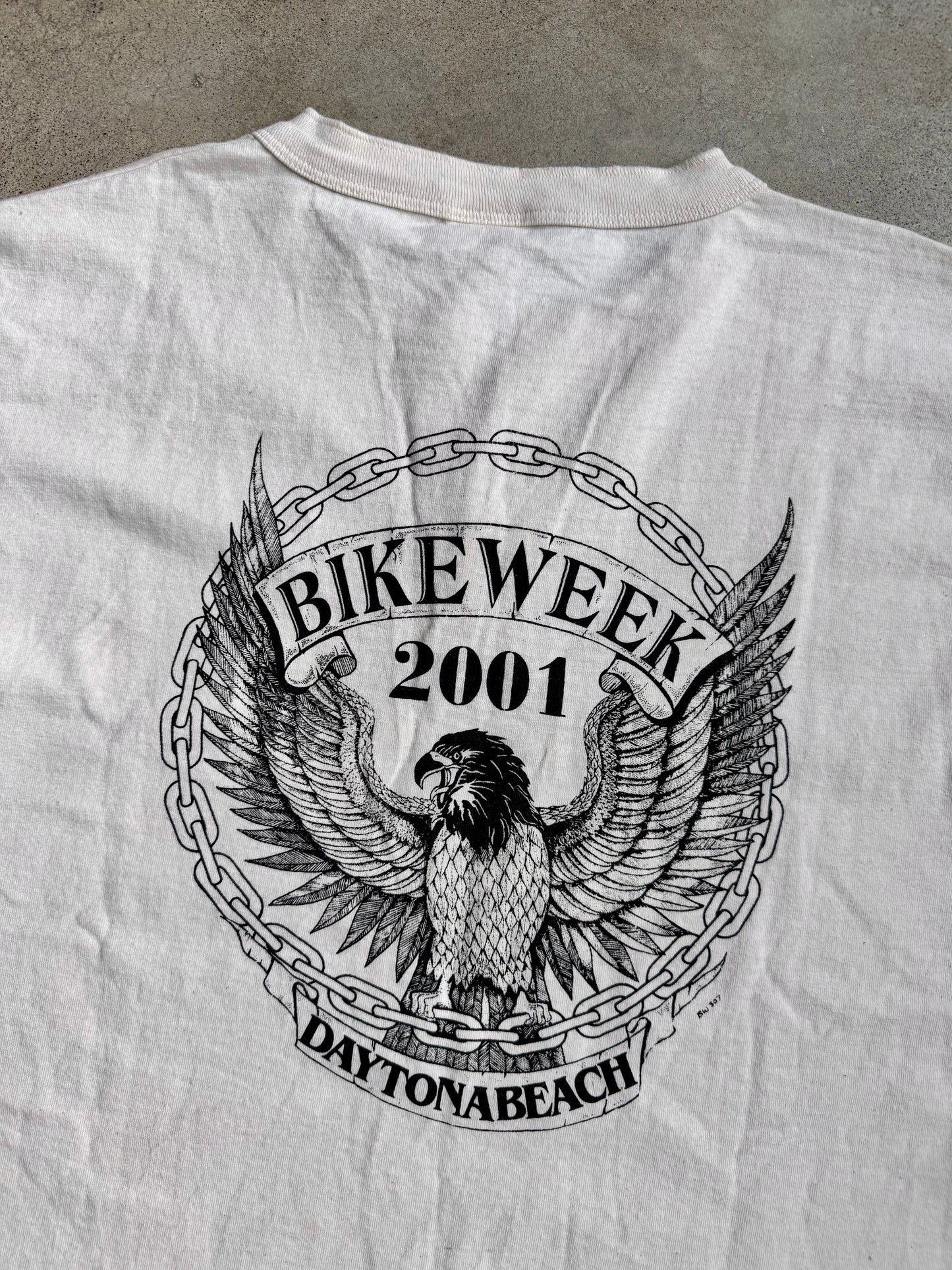 2001 Daytona Beach Bike Week Henley Graphic Tee | Medium