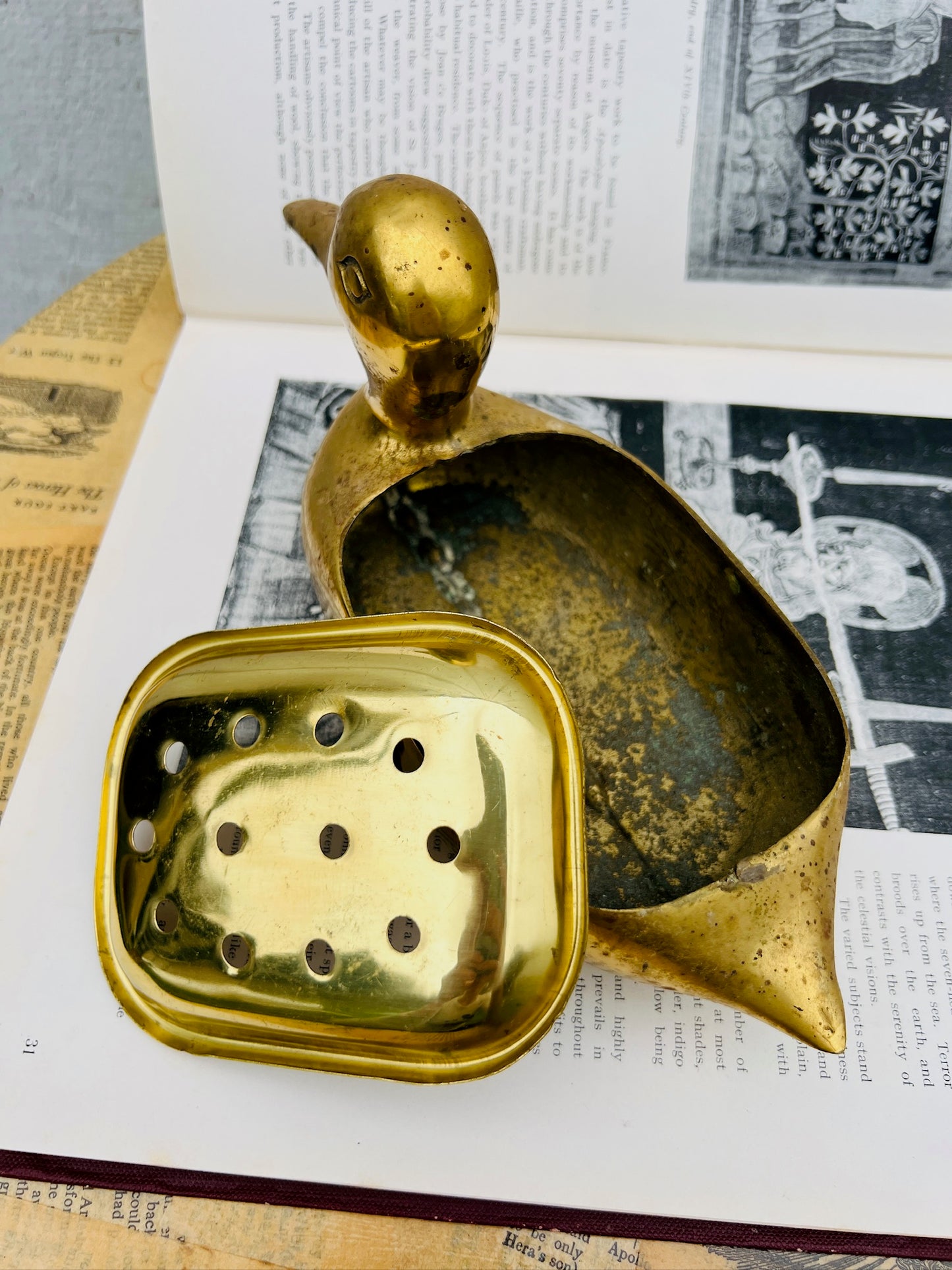Vintage 1960s Solid Brass Duck Soap Dish