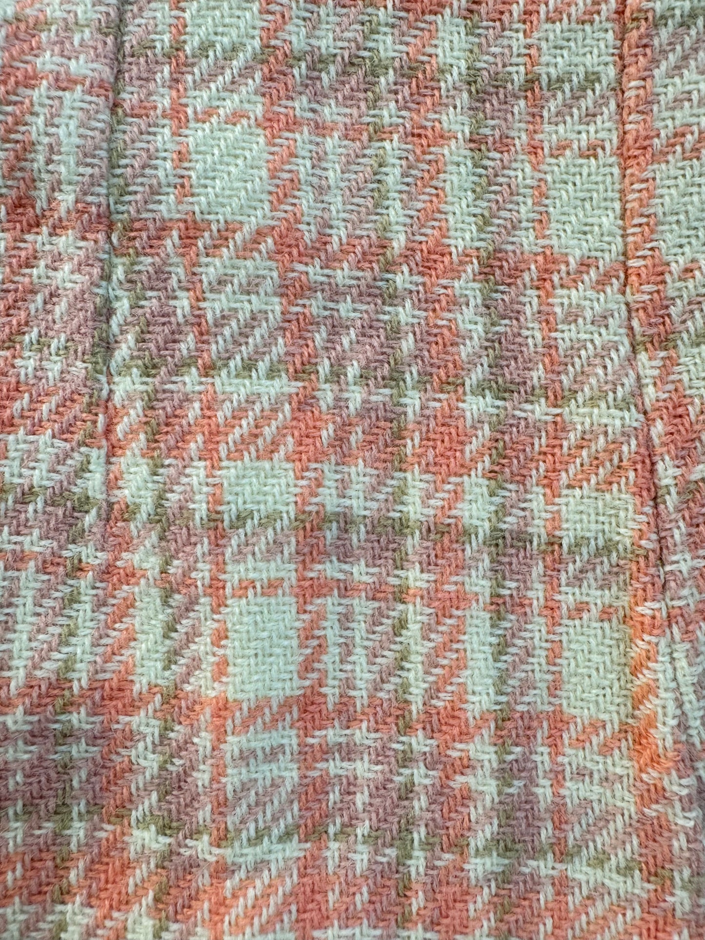 Vintage 1960s Pastel Plaid Wool-Blend Long Sleeve Mini Dress | S/M