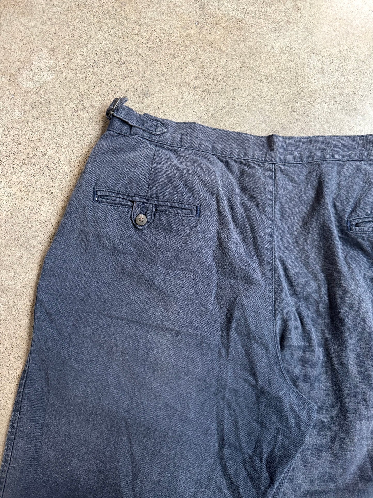 Vintage 1990s Polo Ralph Lauren Navy Cotton Pleated Trousers | Waist 34”