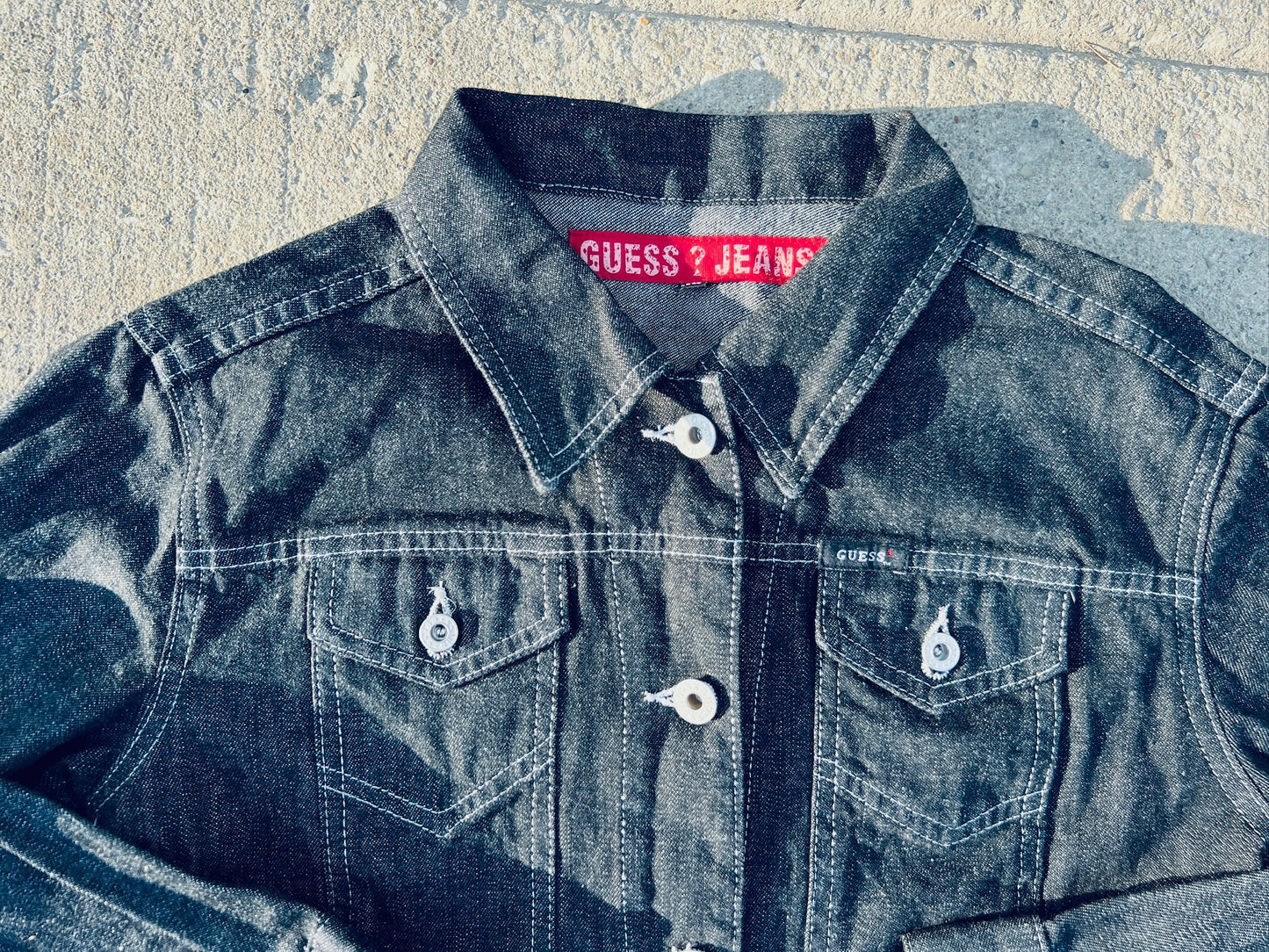 Y2K Guess Jeans Black Denim Jacket | XS