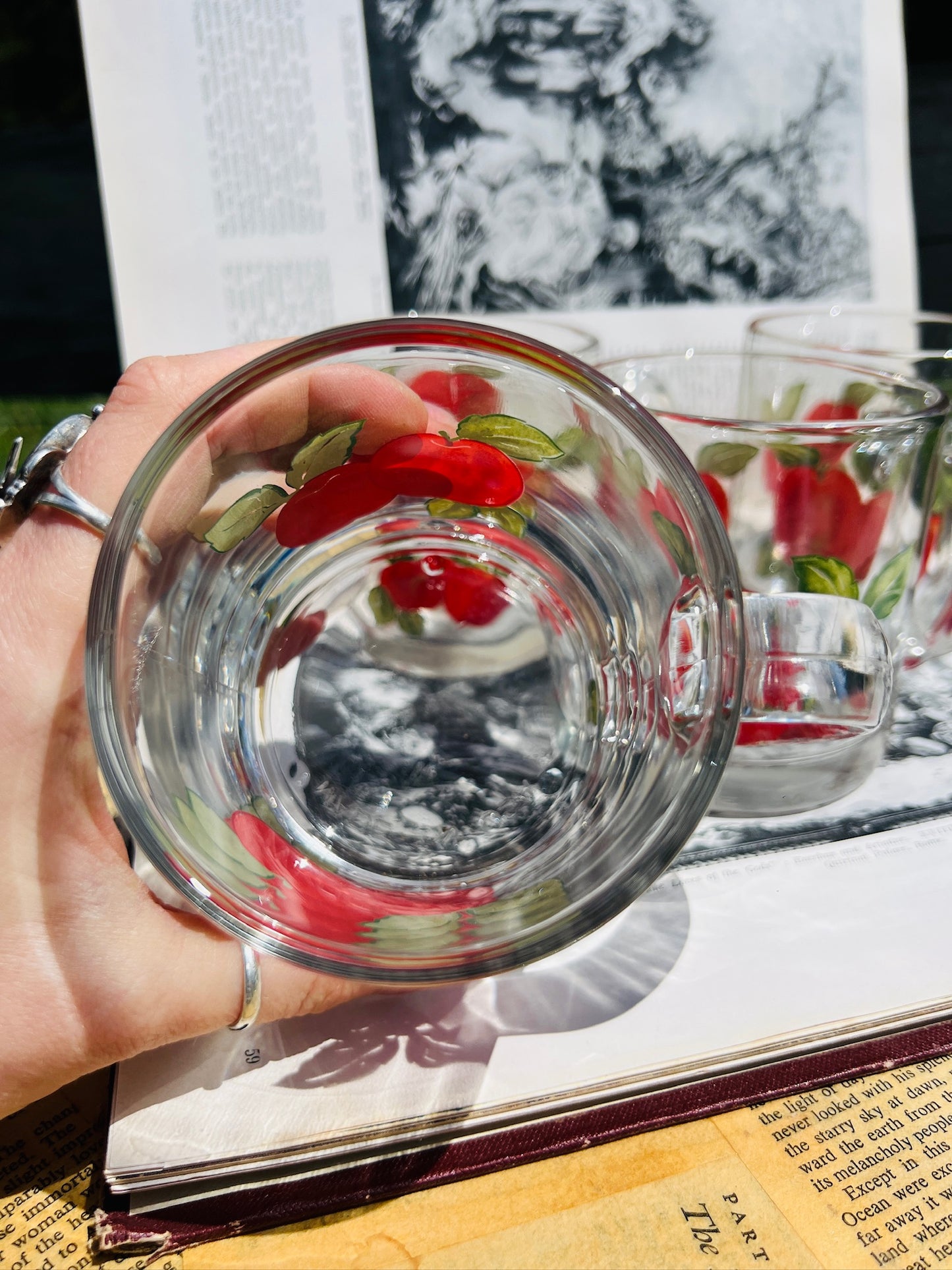 Vintage 1980s Libbey Harvest Collection Apple Painted Glass Mugs | Set of 4