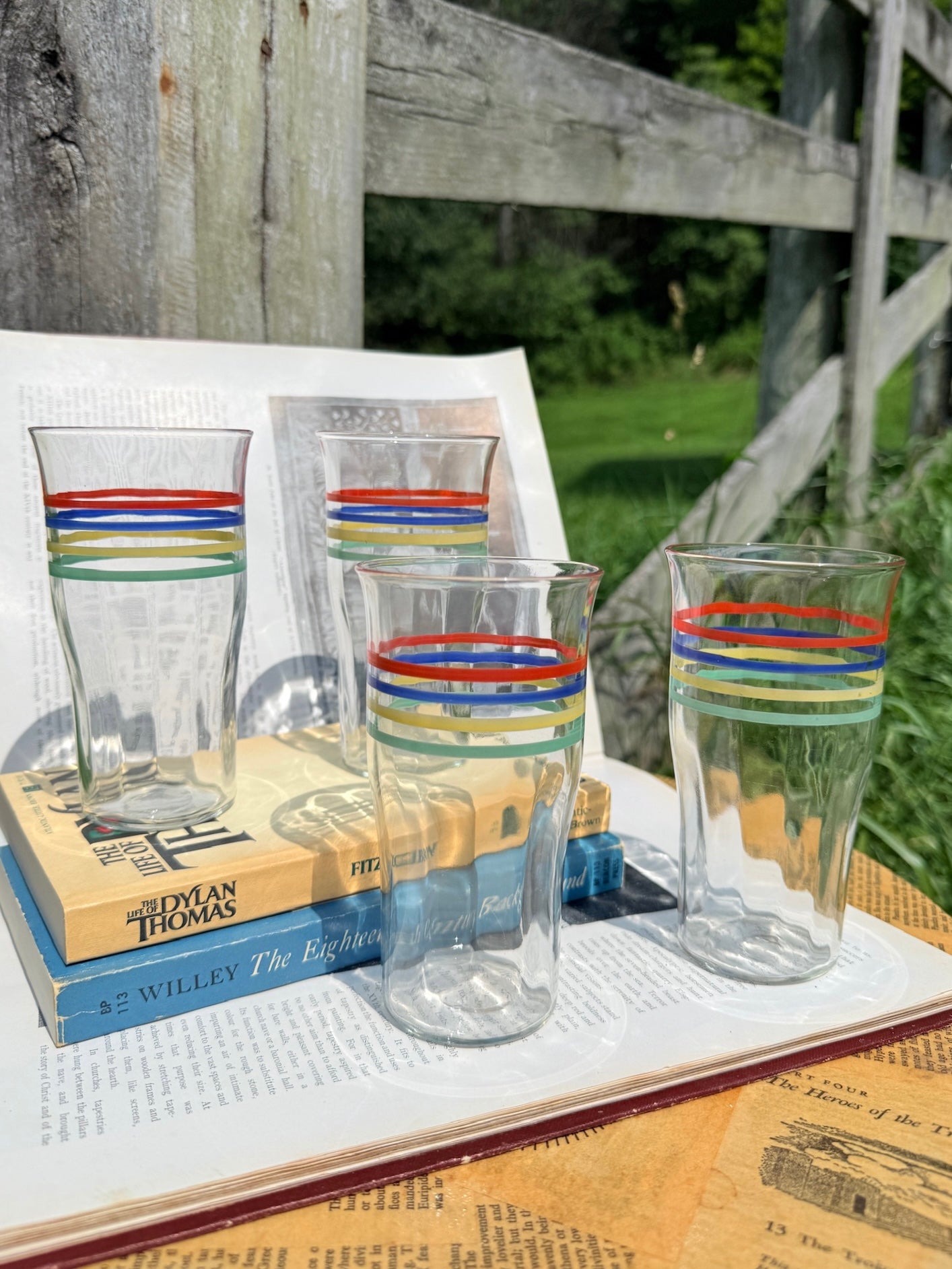 Vintage 1930s Striped Glass Tumblers | Set of 4