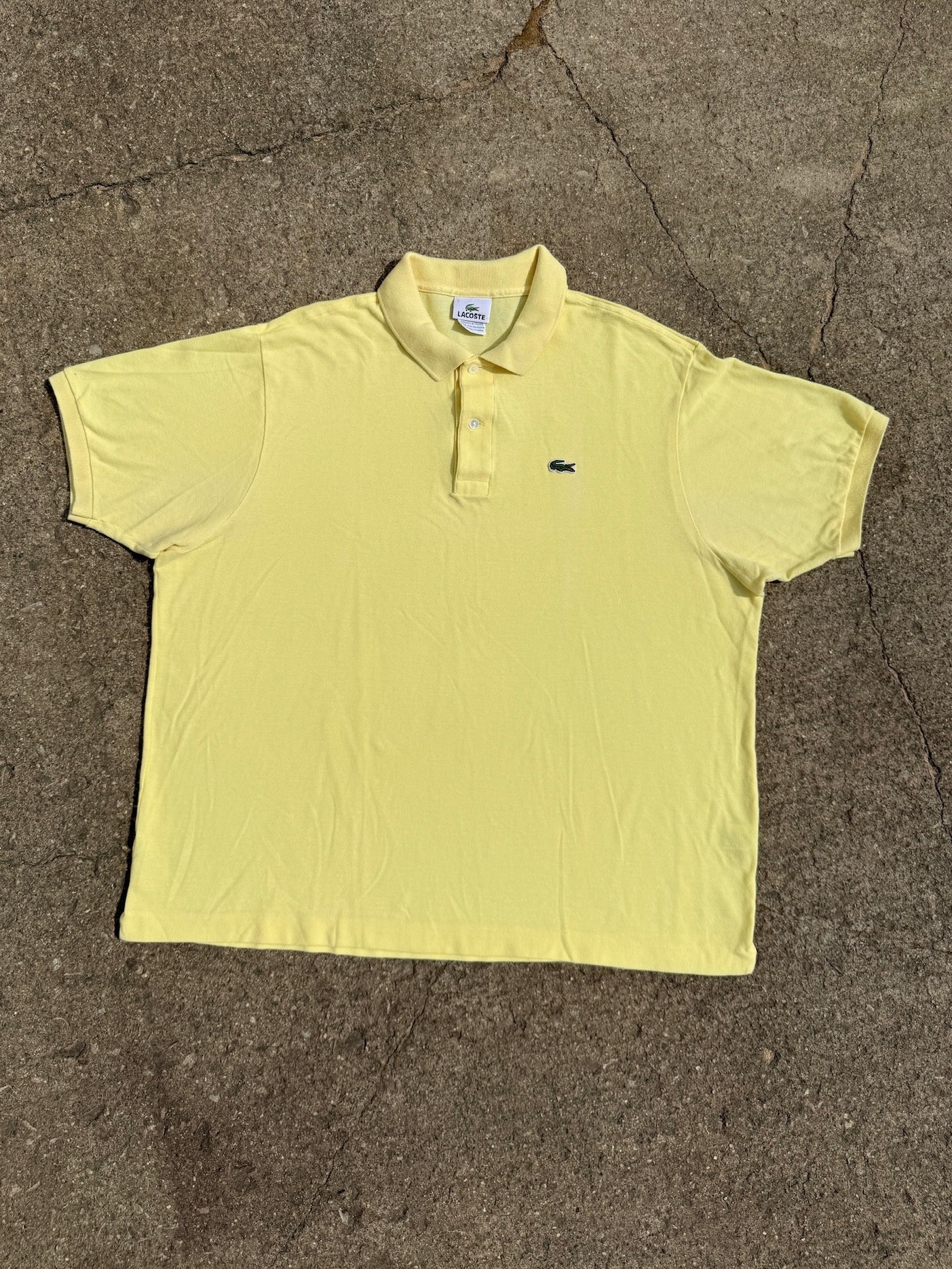Vintage 1990s Lacoste Yellow Cotton Polo Shirt | XL