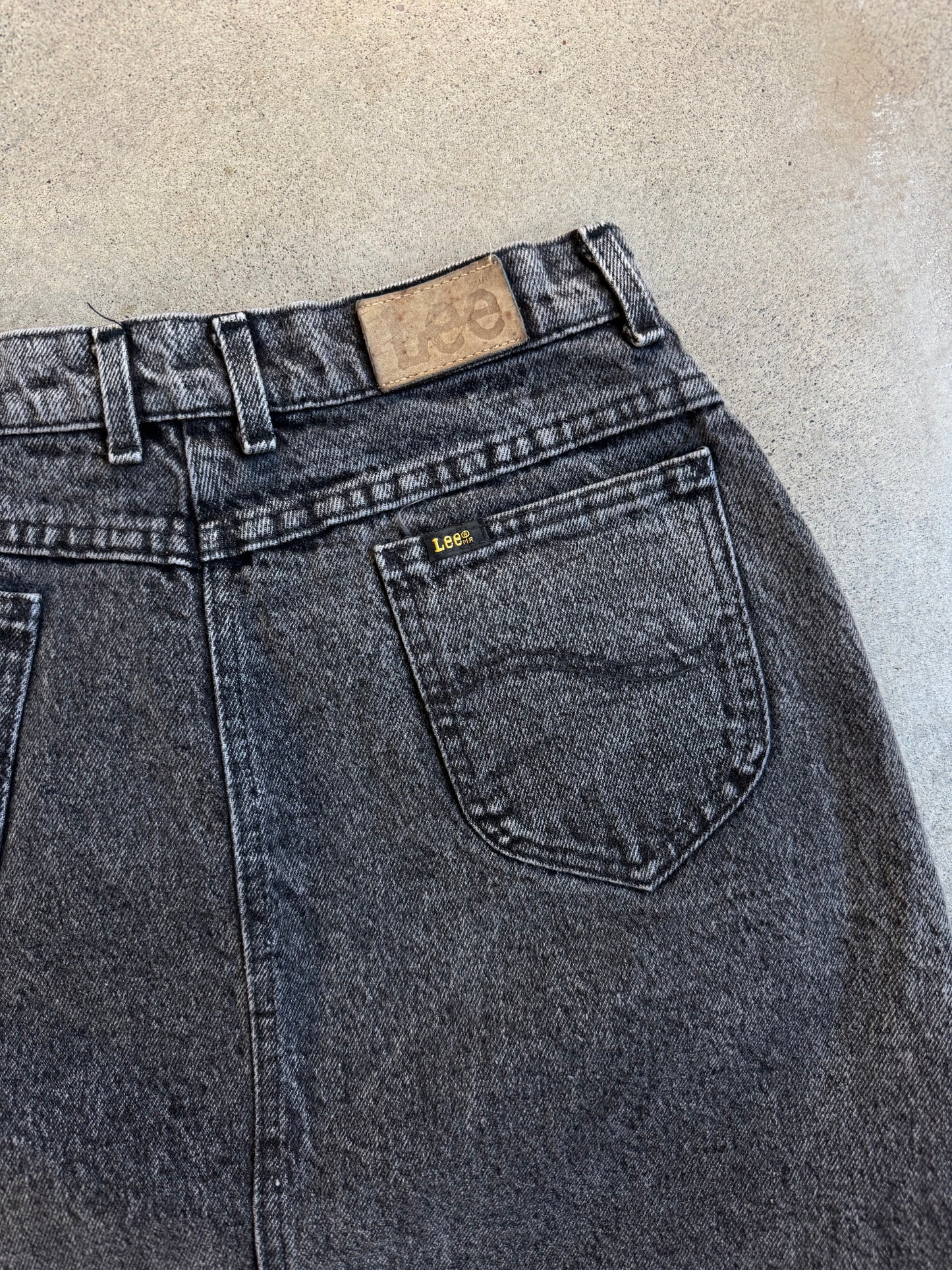 Vintage 1980s Lee Washed Black Denim Skirt | Waist 29”