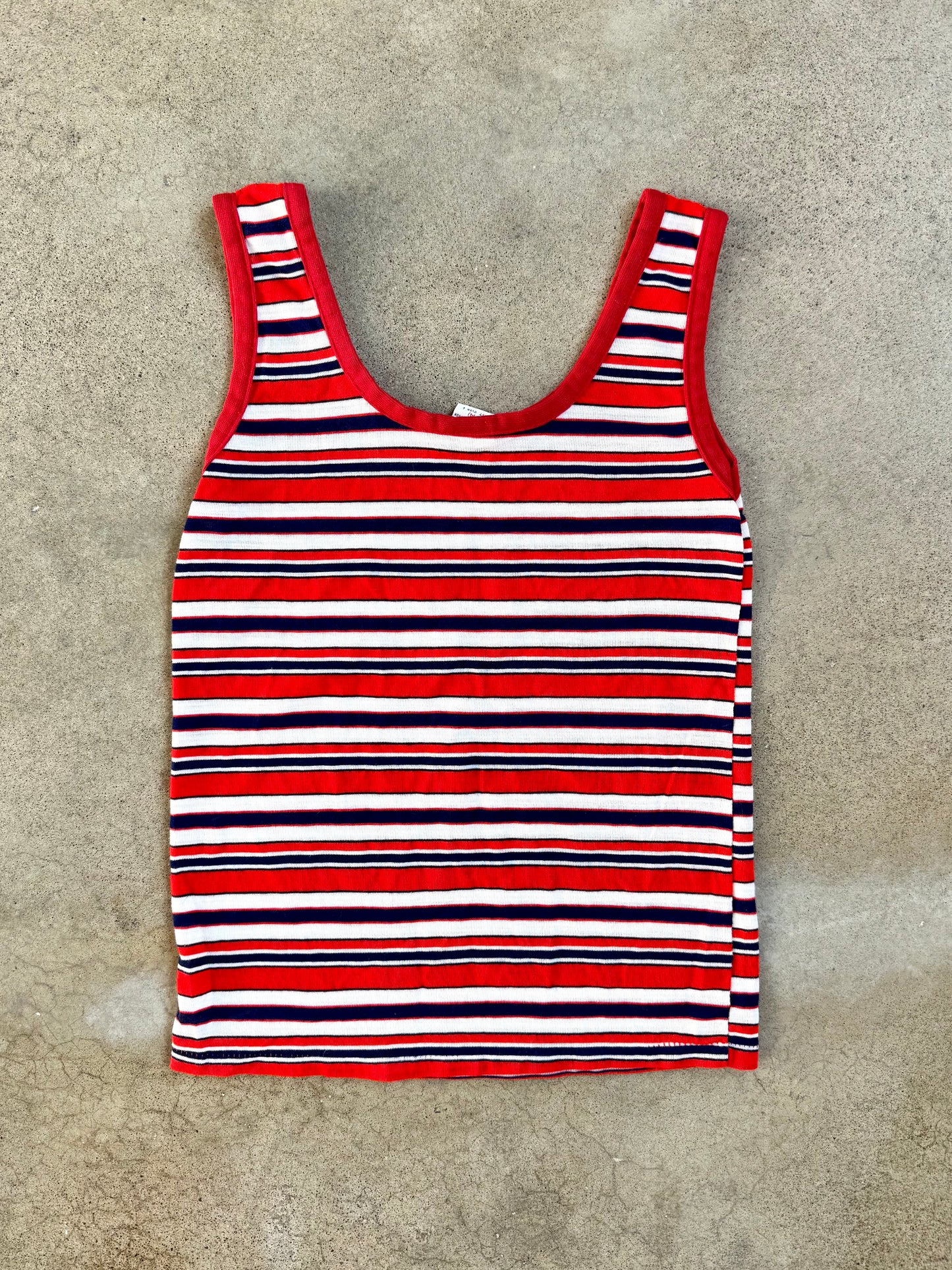 Vintage 1970s JR Fashion Red White & Blue Striped Tank Top | XS/S