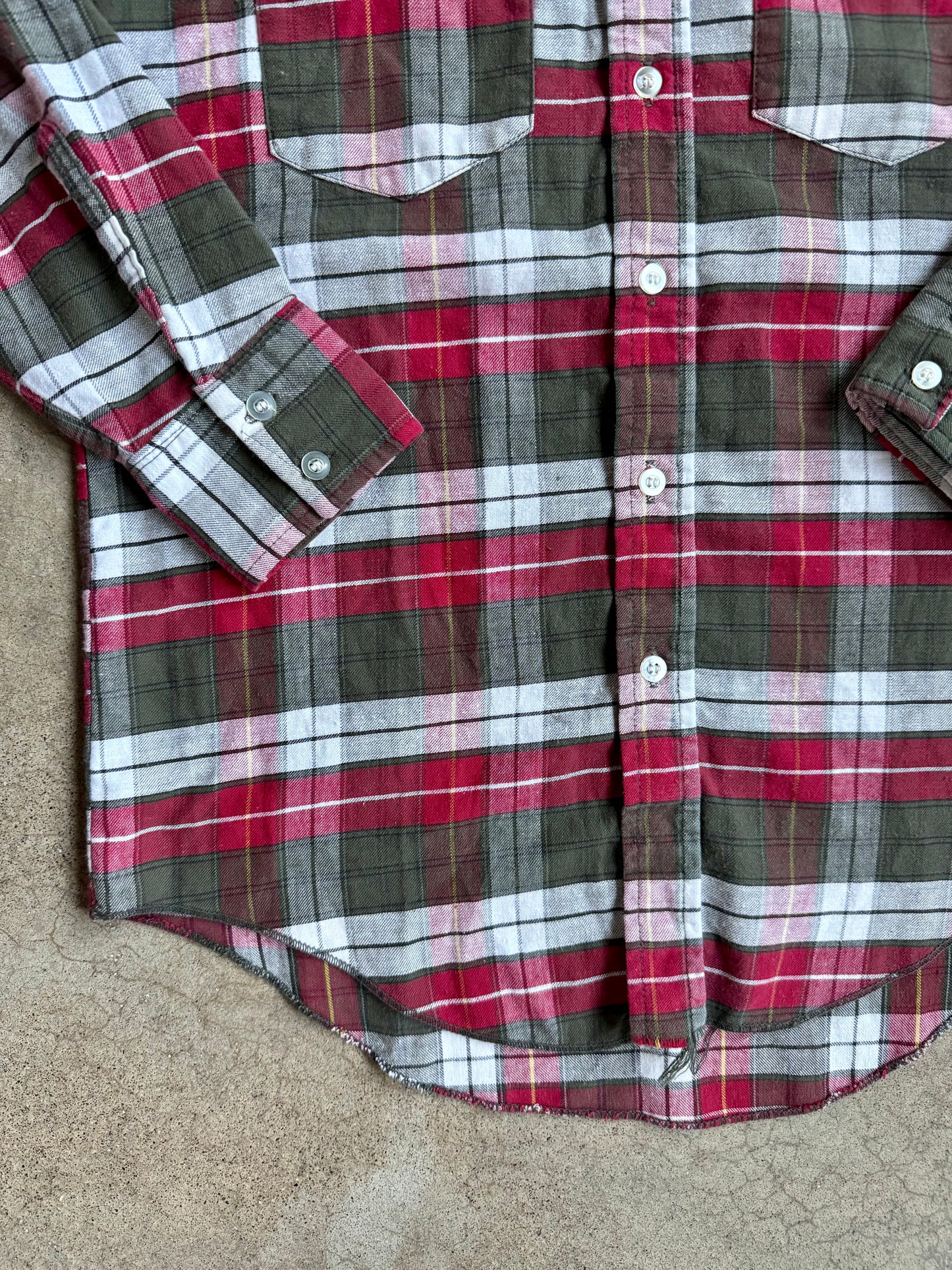 Vintage 1970s Dickies Vaquero Plaid Cotton Button-Up Shirt | Small