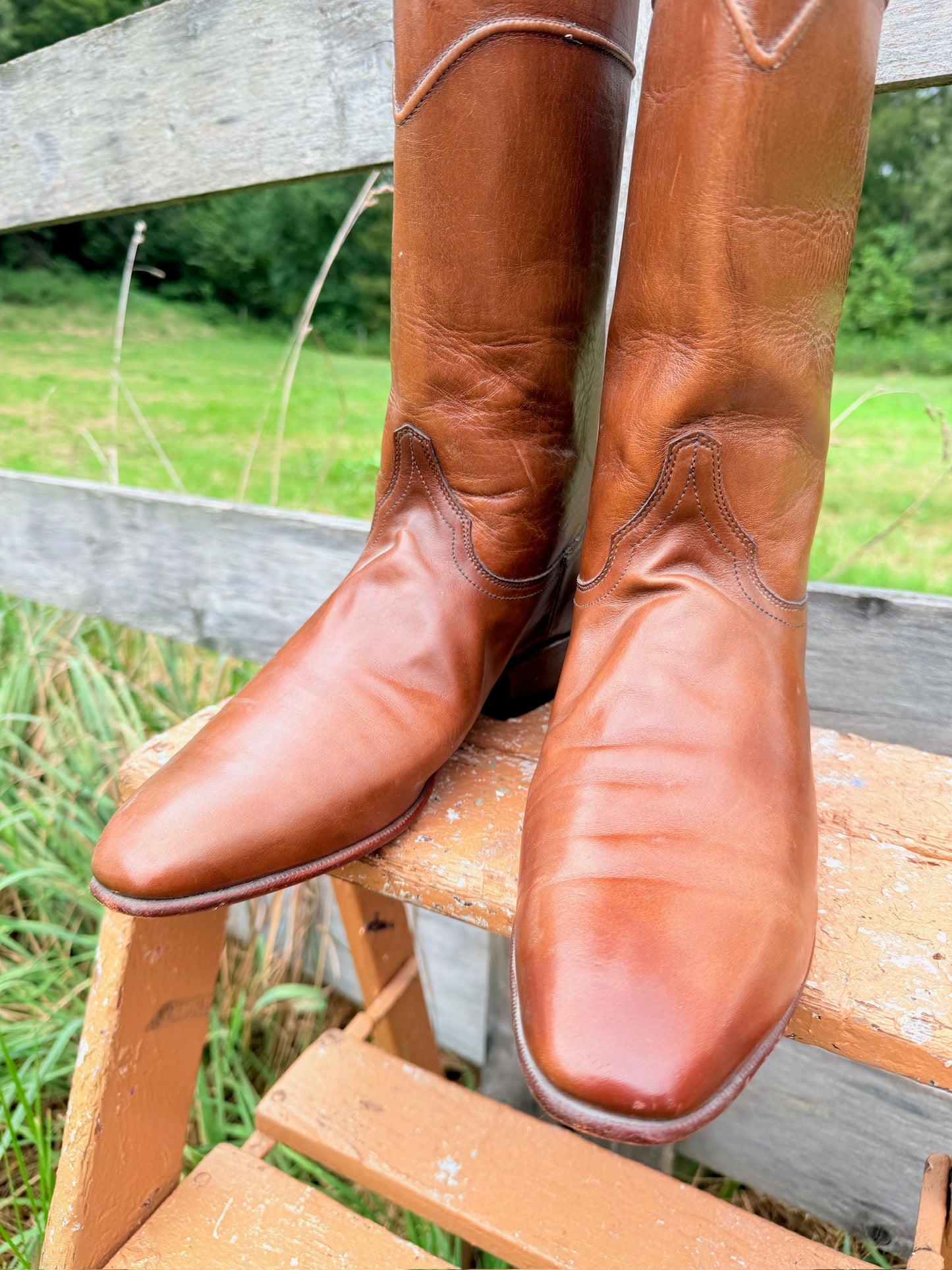 Vintage 1970s Justin Brown Leather Cowboy Boots | Men’s 9