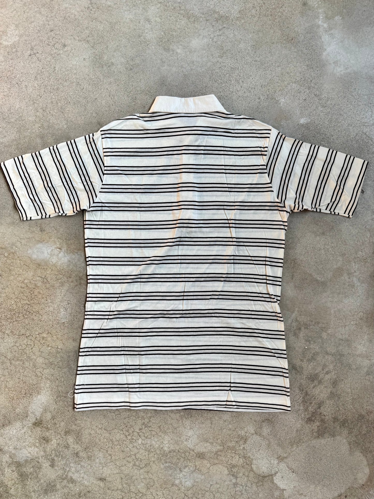 Vintage Pickering Springfield Country Club Striped Lisle Cotton Polo Shirt | Large