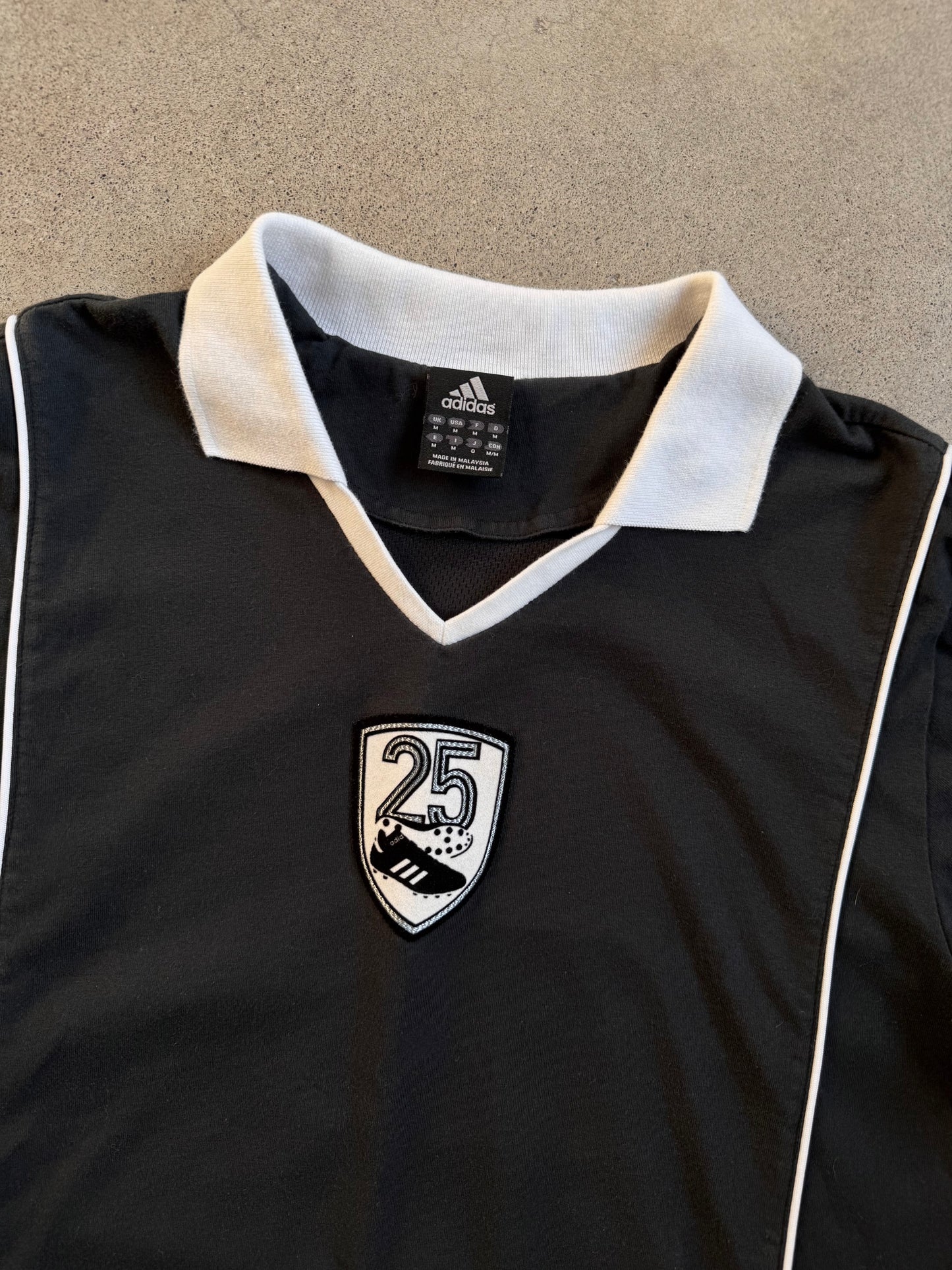 2006-7 Adidas "25" Felt Patch Collared Soccer Referee Long Sleeve Jersey | Medium