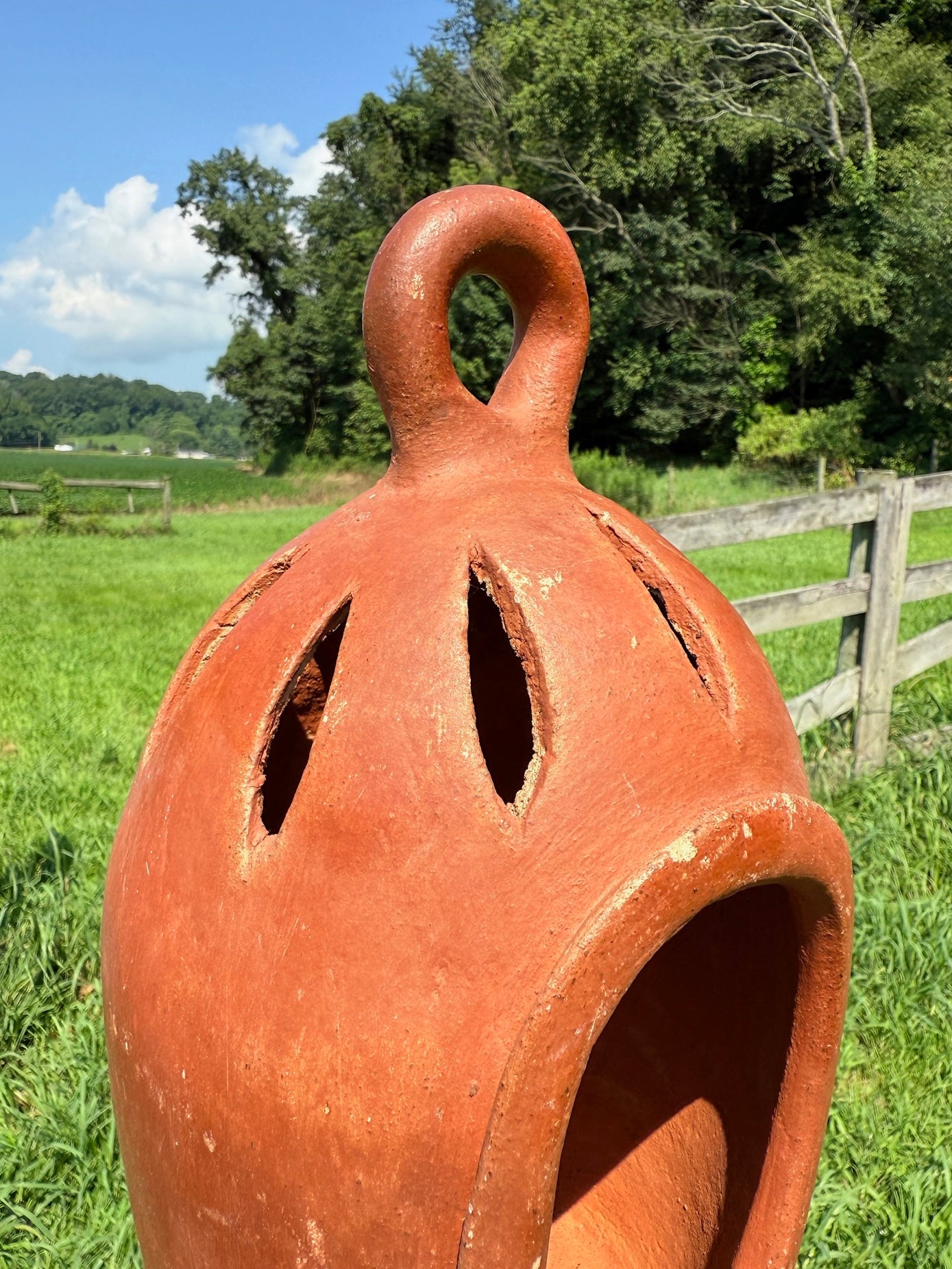 Vintage 1950s Terracotta Mexican Pottery Candle Lantern