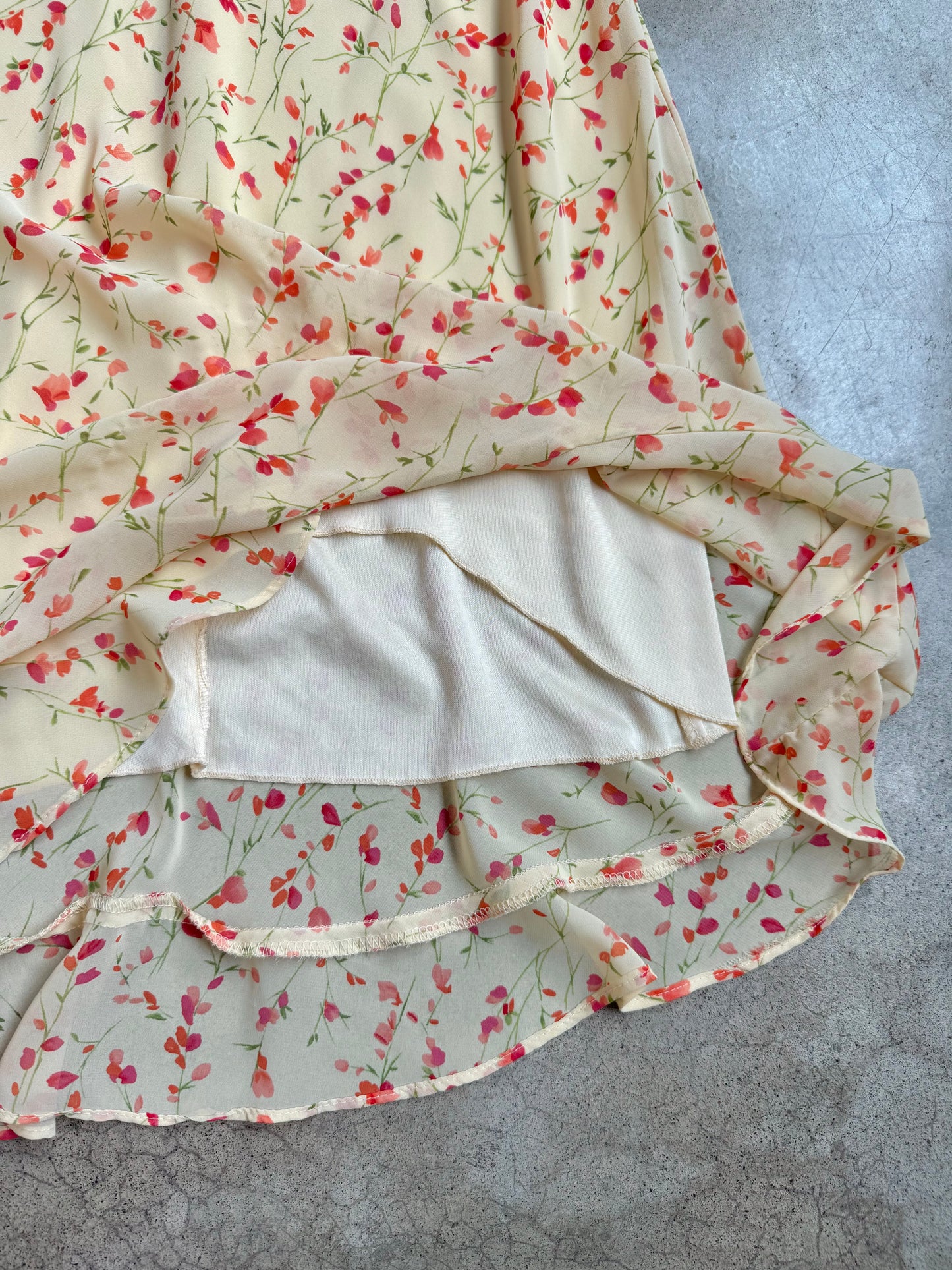 Vintage 1990s Alyn Paige Yellow Floral Summer Dress | Small