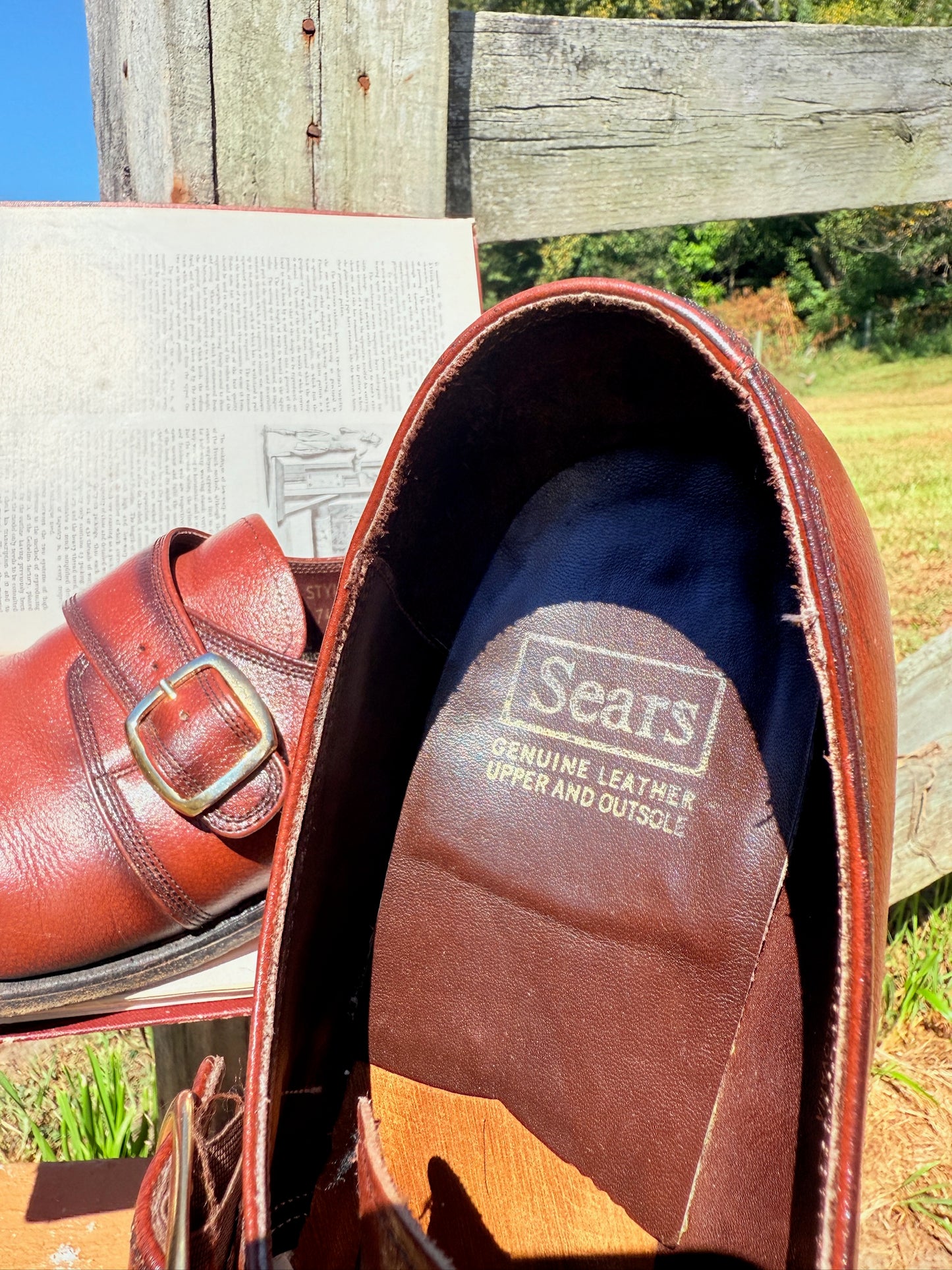 Vintage 1970s Sears Brown Leather Monk Strap Dress Shoes | Men’s 13