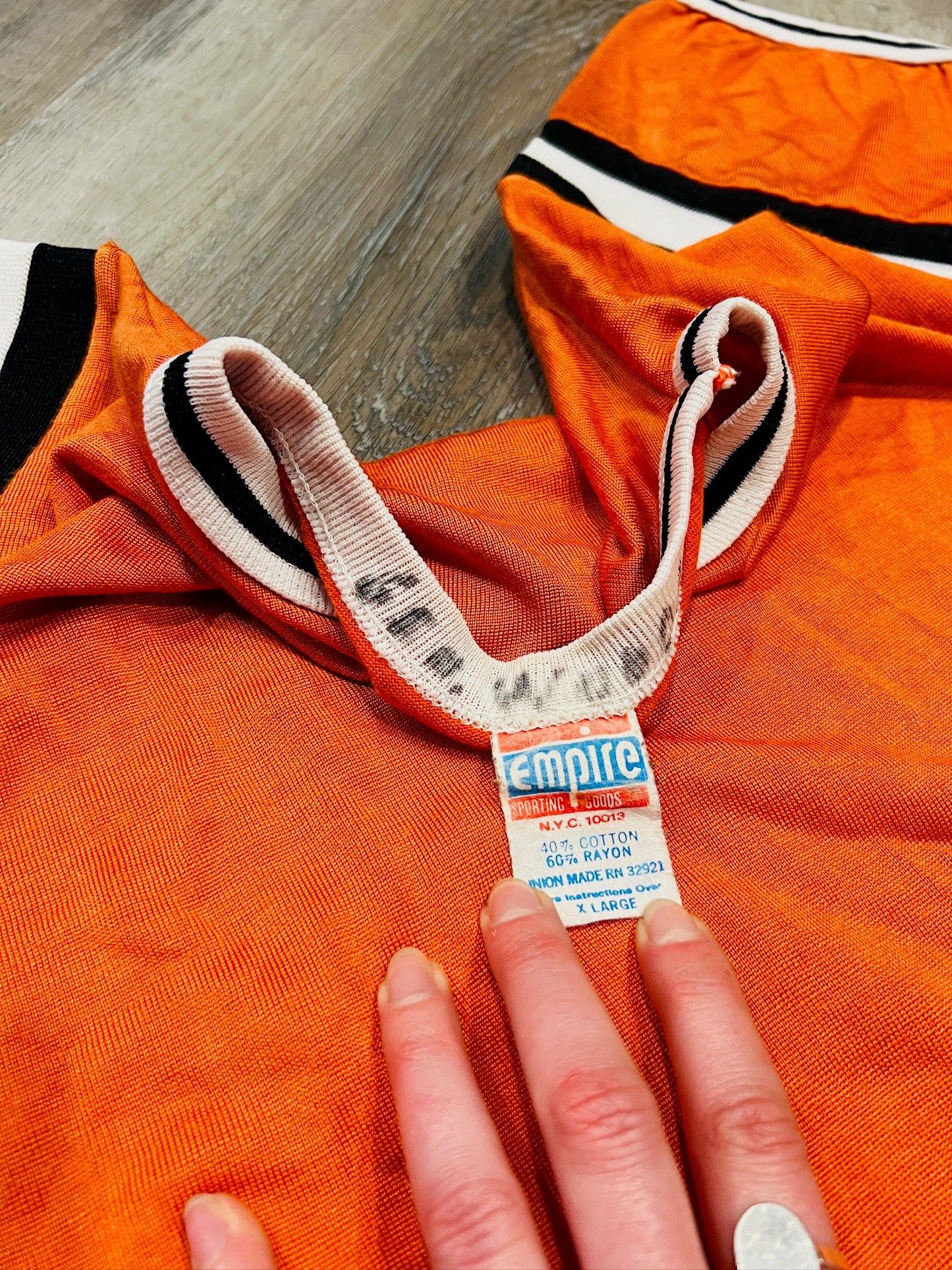 Vintage 1980s Empire Orange Athletic Shirt | XL