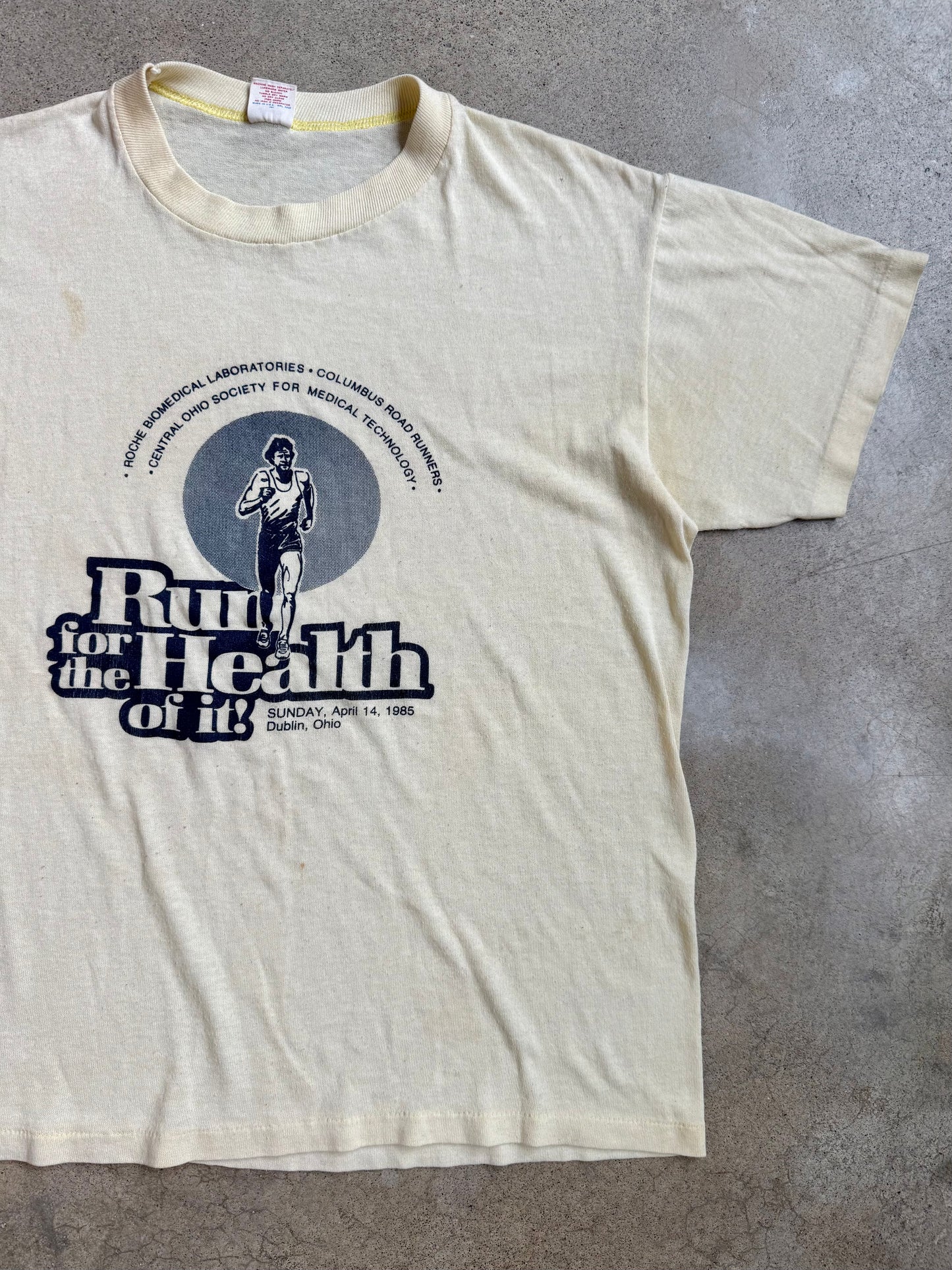 Vintage 1980s Run for Health Graphic Tee | Large