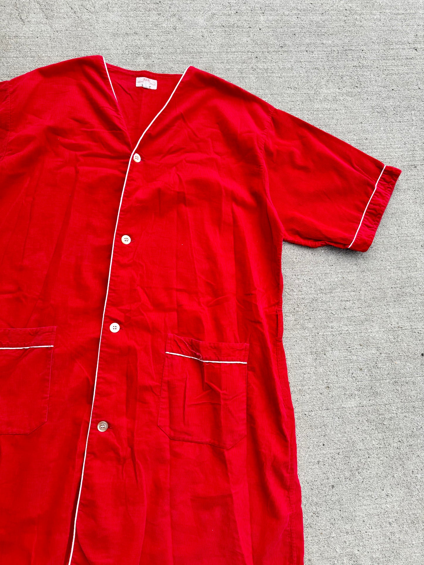Vintage Metropolitan Styled by Enro Red Cotton Corduroy Robe | XL