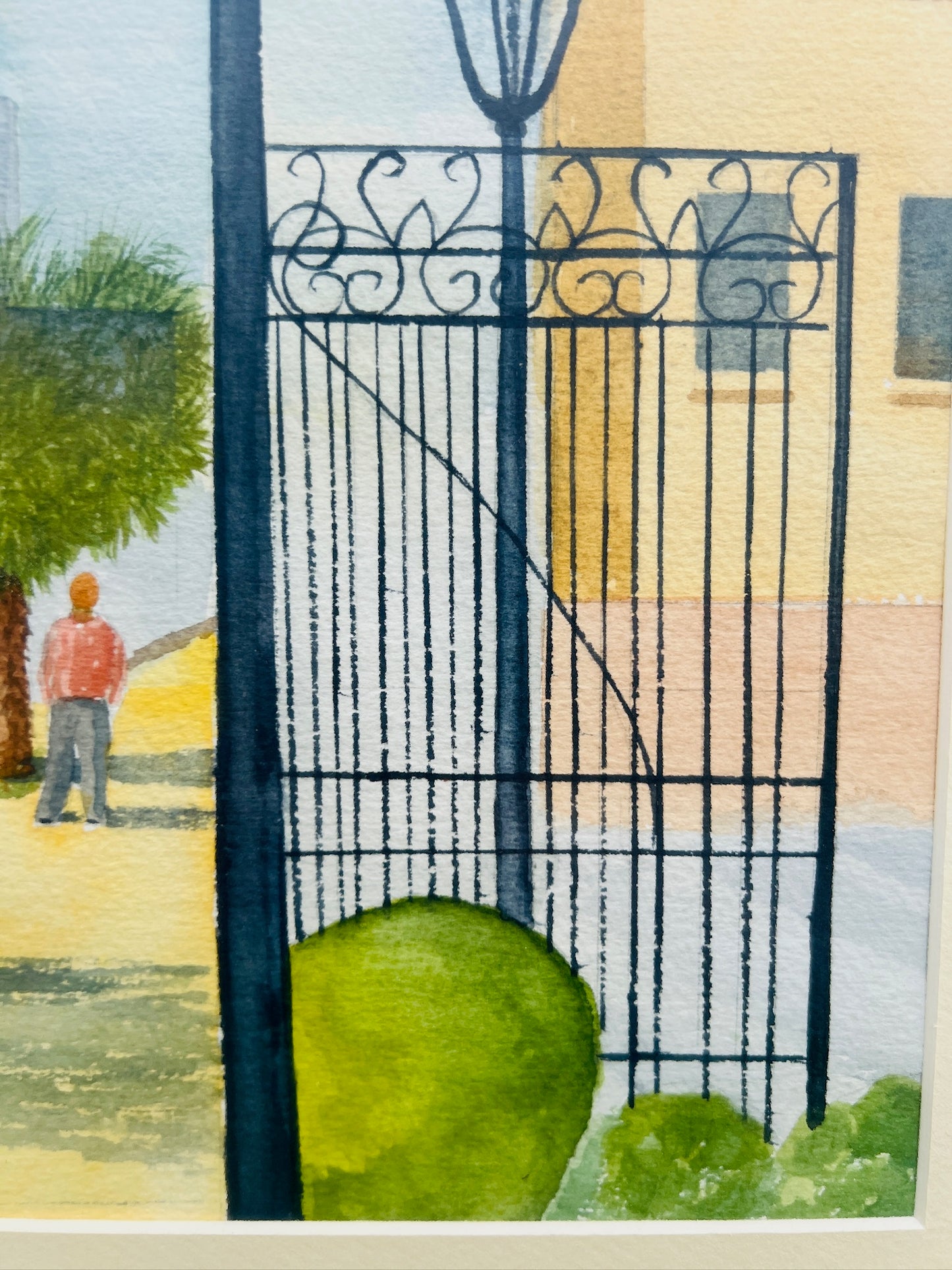 Vintage 1970s Framed Charleston Street Scene Watercolor
