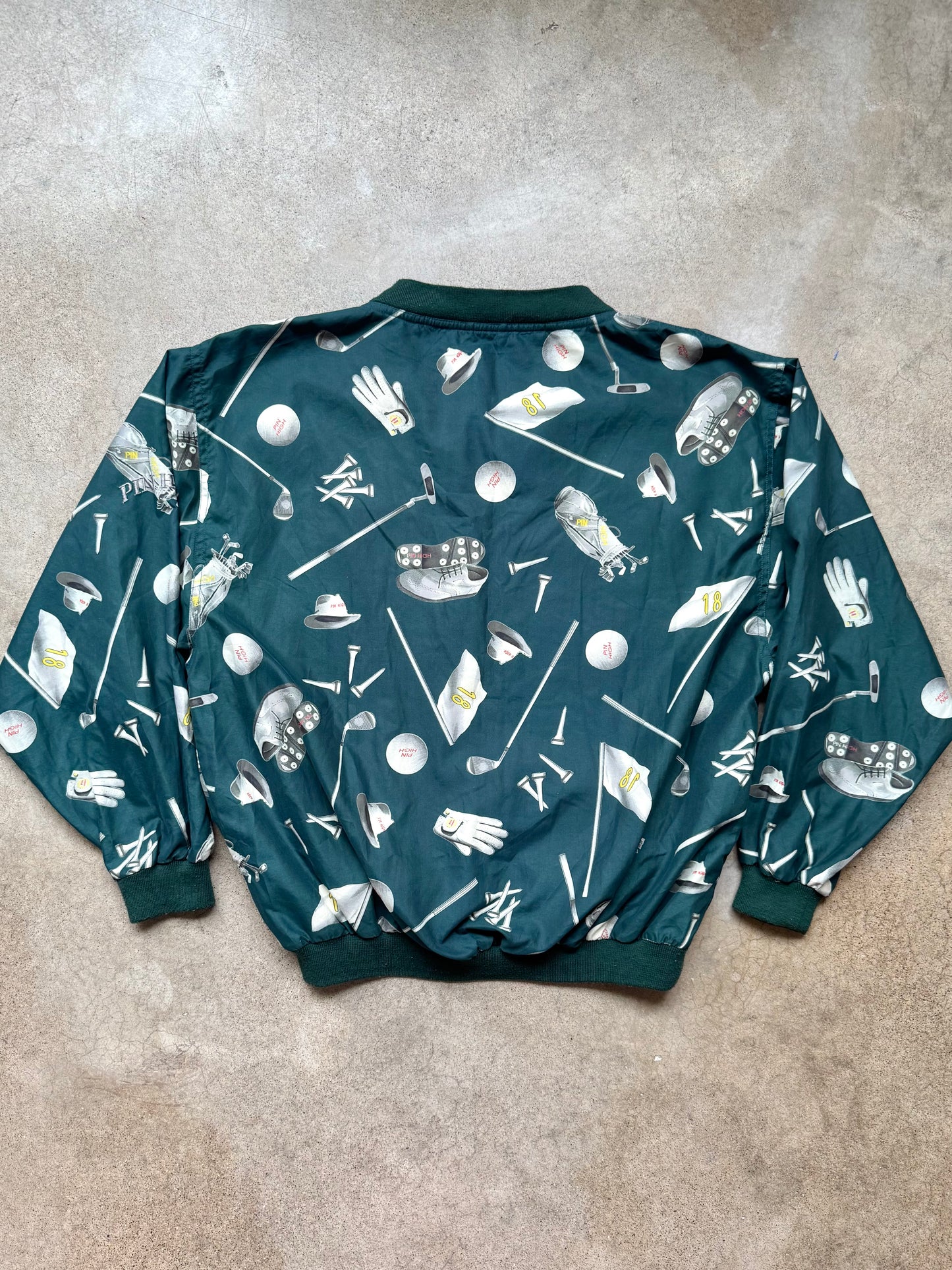 2000s Pin High Novelty Golf Print V-Neck Pullover | Medium