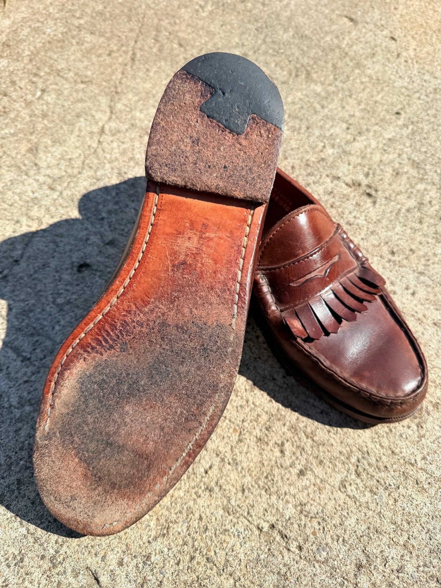Vintage 1990s Ralph Lauren Black Label Brown Leather Tassel Penny Loafers | Men’s 10
