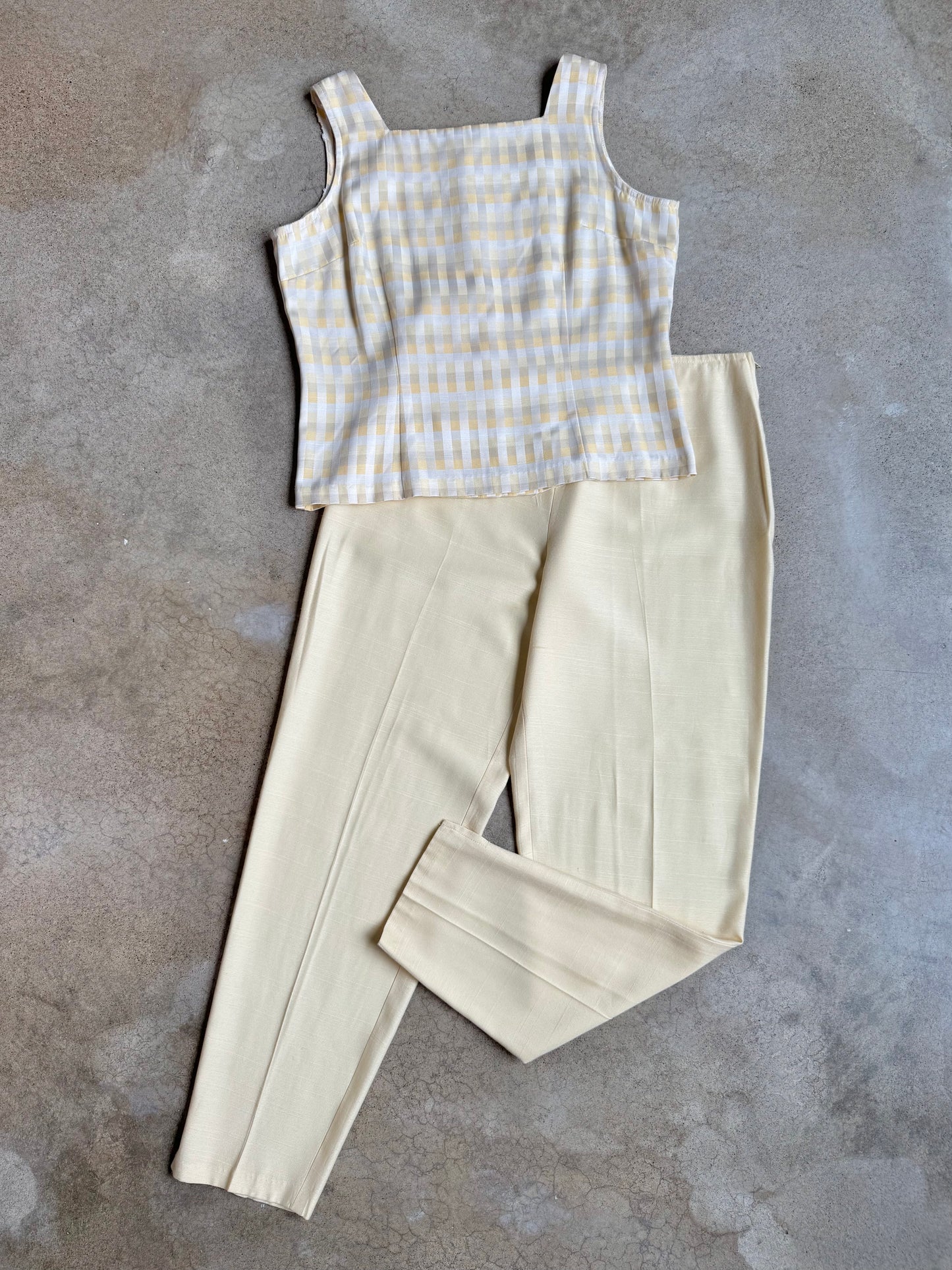 Vintage 1990s Giorgio Fiortini Butter Yellow Tank Top & Pant Set | Medium
