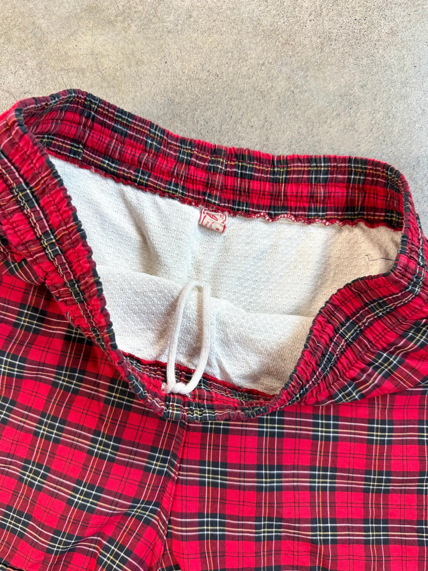 Vintage 1960s Janzten Red Plaid Swim Shorts | Medium