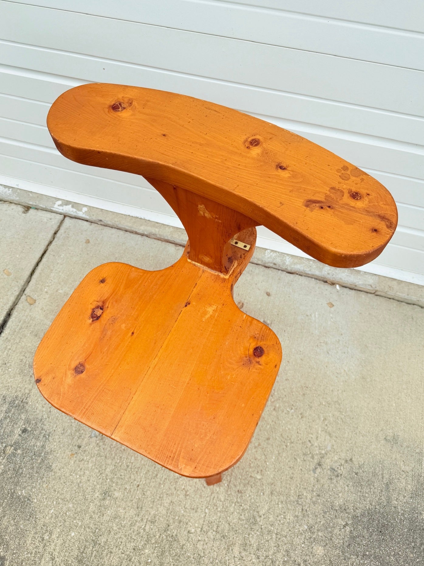 Vintage Wooden Three Legged Smokers Chair