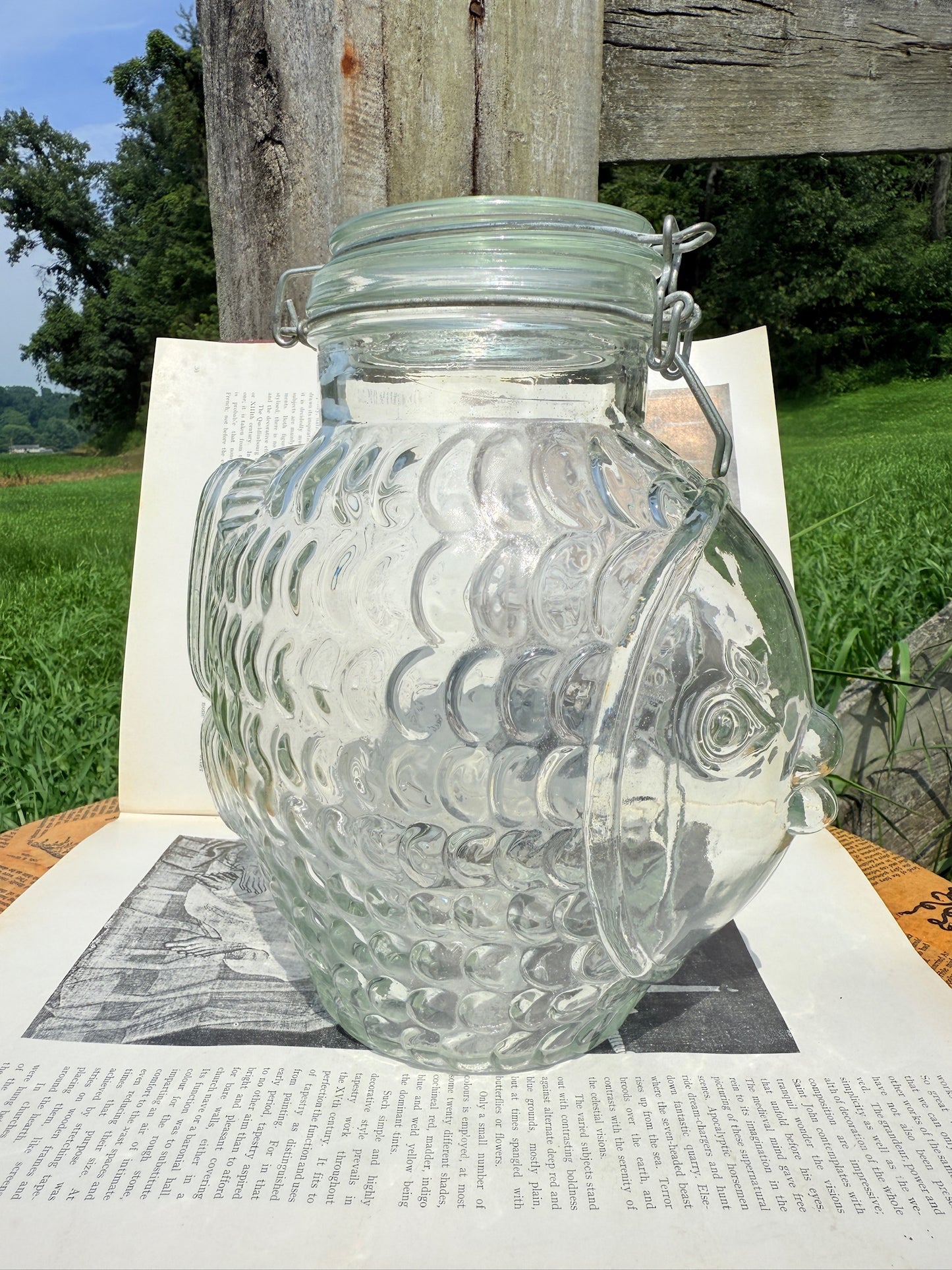 Vintage 1970s Fish Shaped Glass Canister