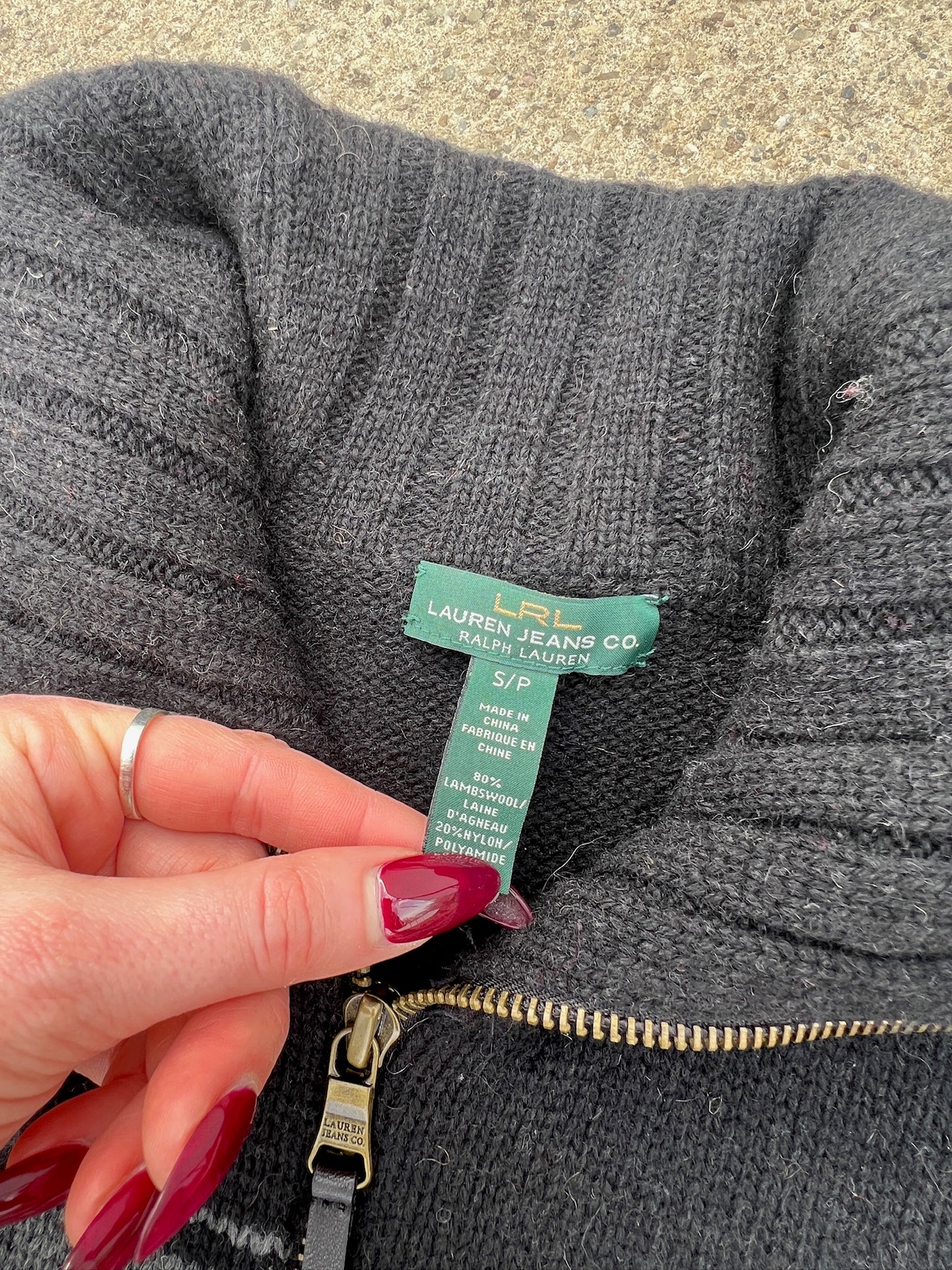 Lauren Jeans Co. Lambswool Southwest Zip Up Sweater | Small